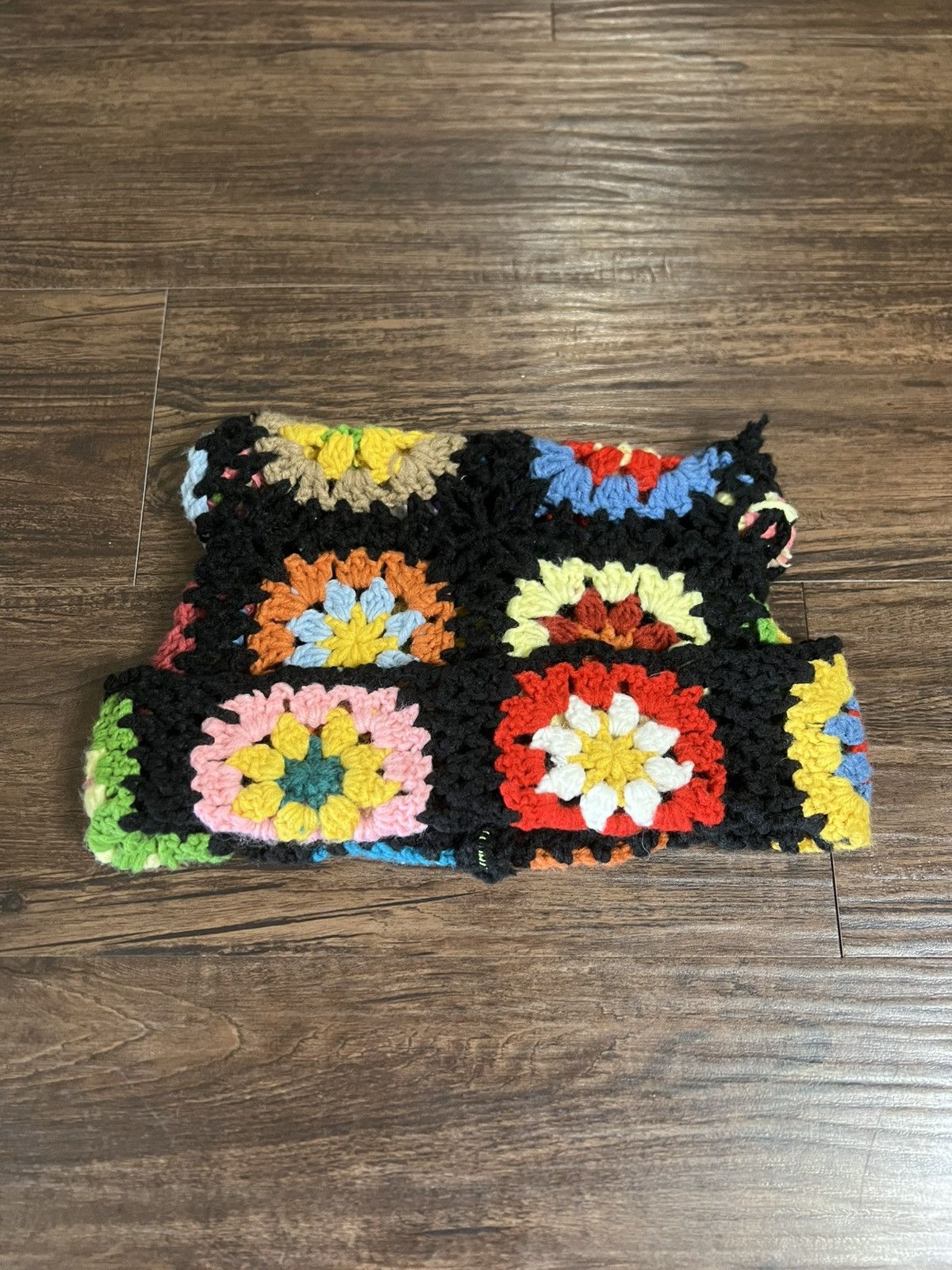 Other Black Crochet Flower Beanie Size ONE SIZE - 2 Thumbnail