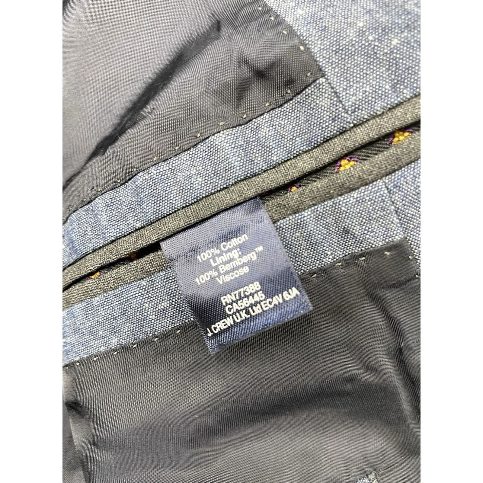 J.Crew J.CREW Men Blazer Sport Coat Jacket 40R Blue Chambray Cotton Double-Vented Notch Lapel Two-Button Jacket Size 40R - 4 Thumbnail