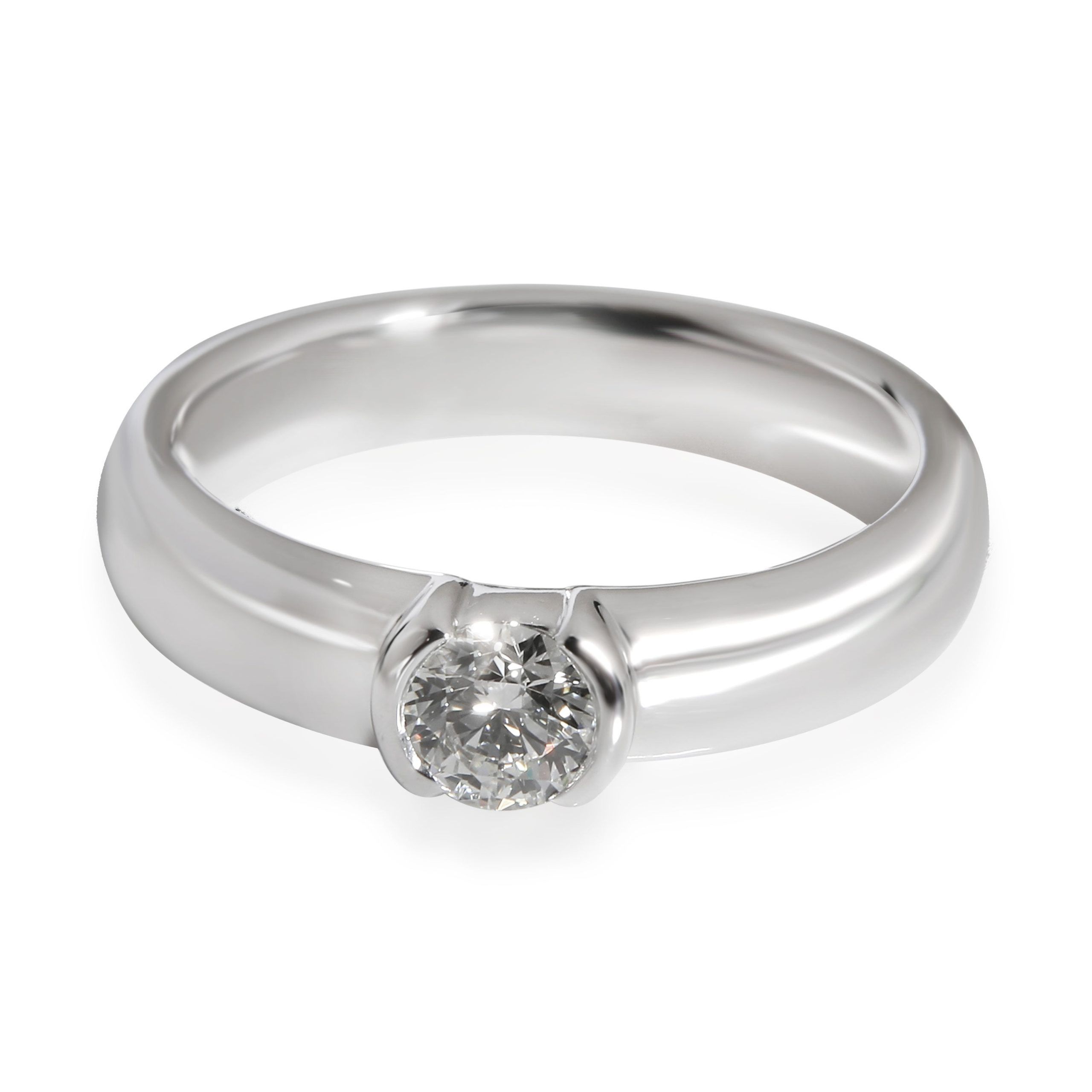 image of Tiffany Co Tiffany & Co. Bezel Diamond Solitaire Ring In Platinum 0.32 Ctw in Silver, Women's