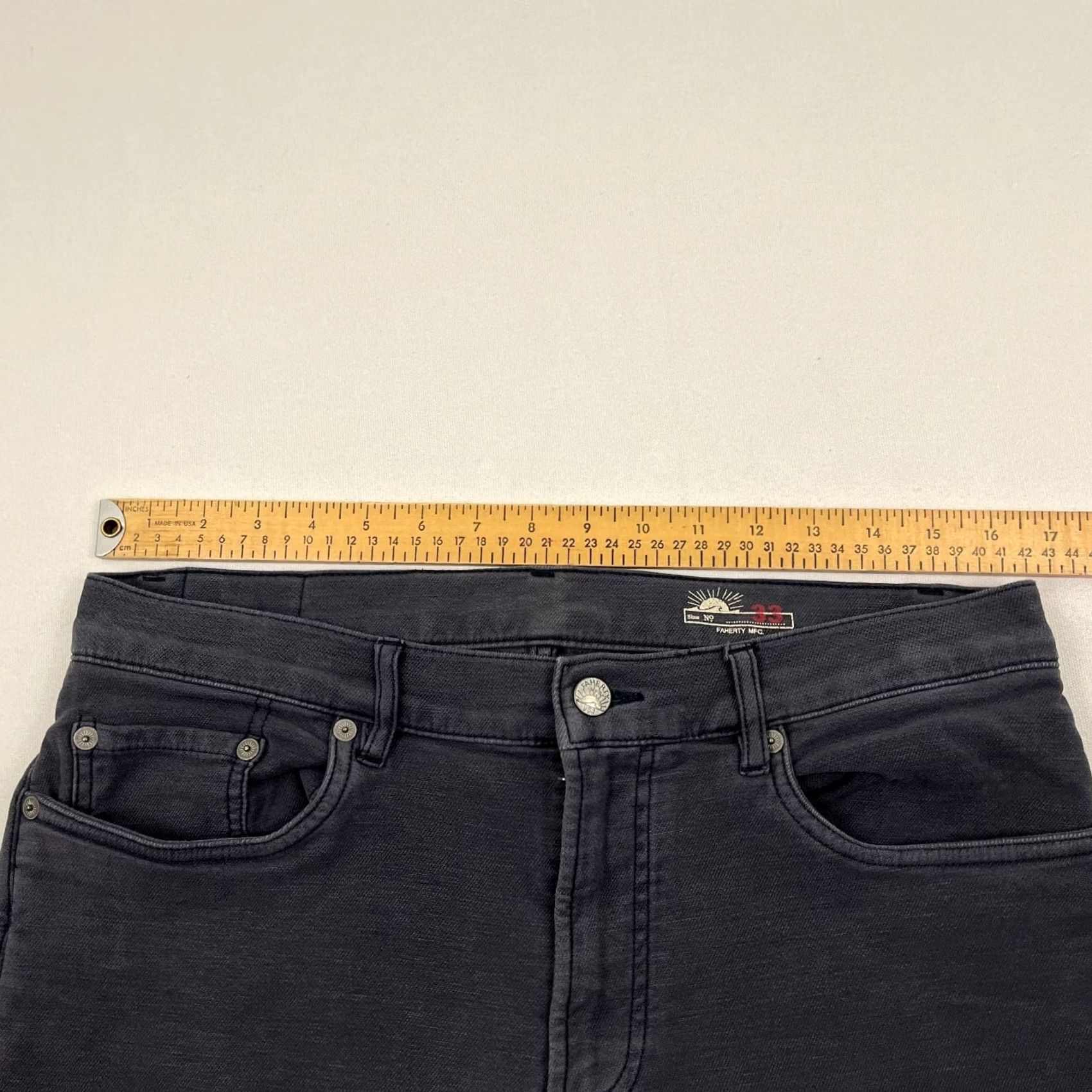Faherty Faherty Pants Mens 33 x 29 5-Pocket Slim Straight Gray Cotton Blend Stretch Casual Prep Tapered Modern Size US 33 - 5 Thumbnail