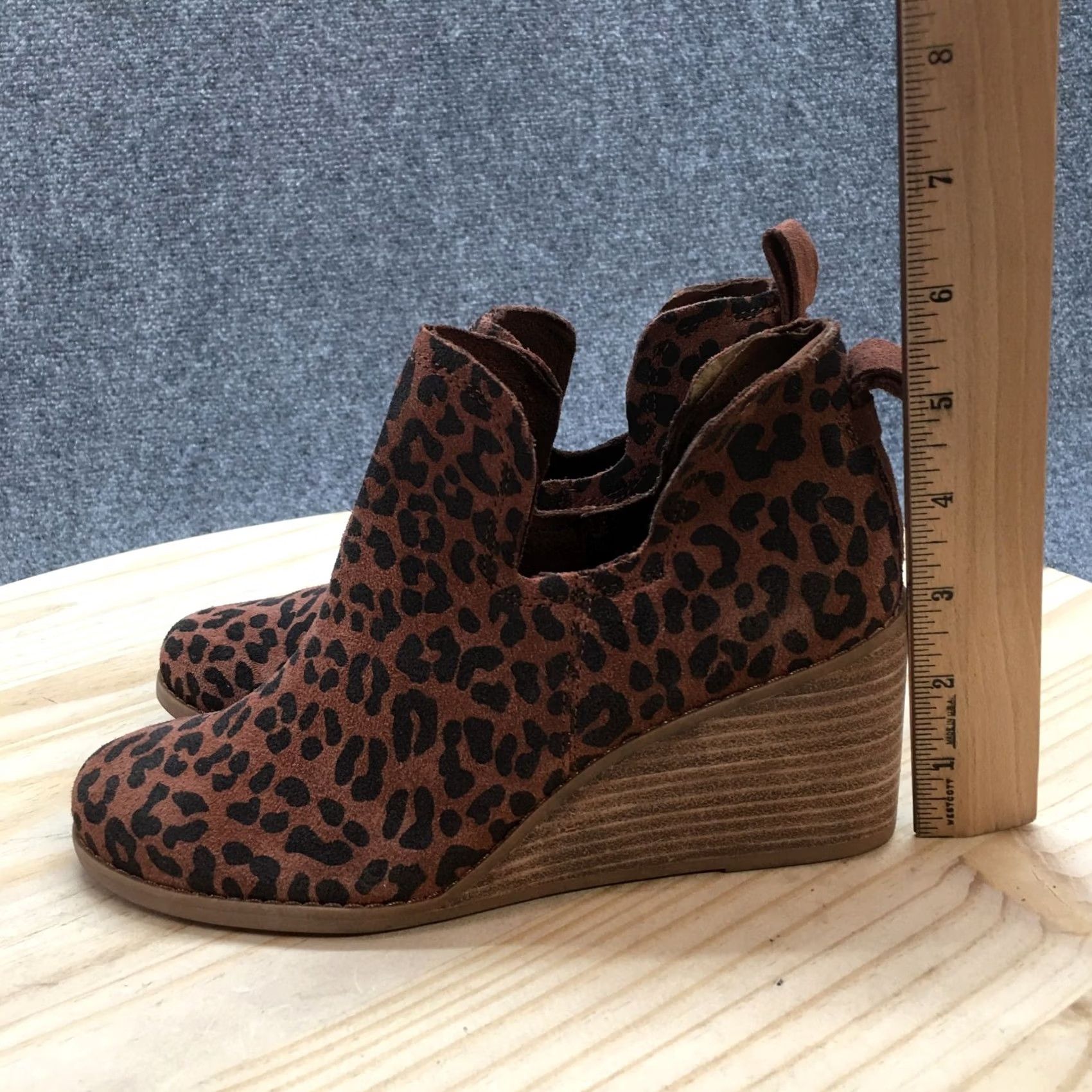 Toms Toms Boots Womens 6.5 Kallie Bootie Brown Leopard Print Ankle Top Wedge 10017538 Size M / US 6-8 / IT 42-44 - 7 Thumbnail