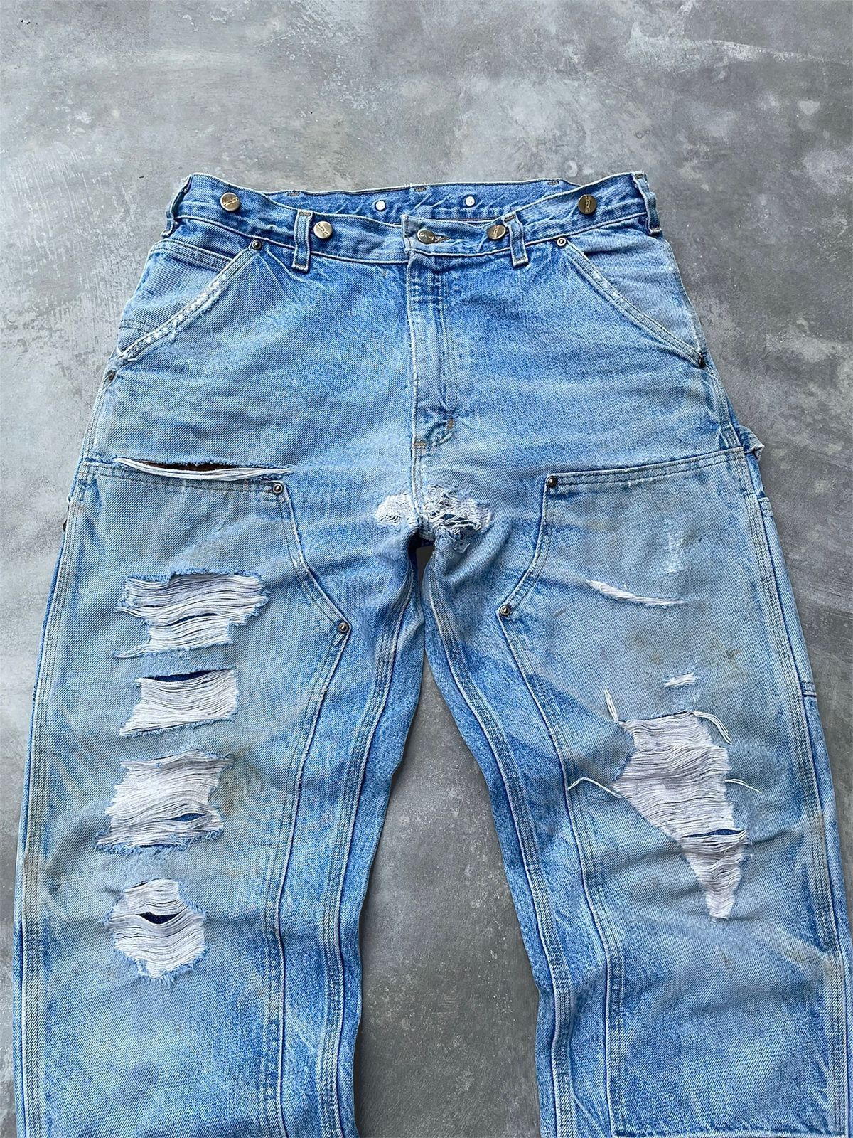 Carhartt Faded Distressed Denim Carhartt Doublekne Pant B07-DNM Size US 34 / EU 50 - 2 Thumbnail