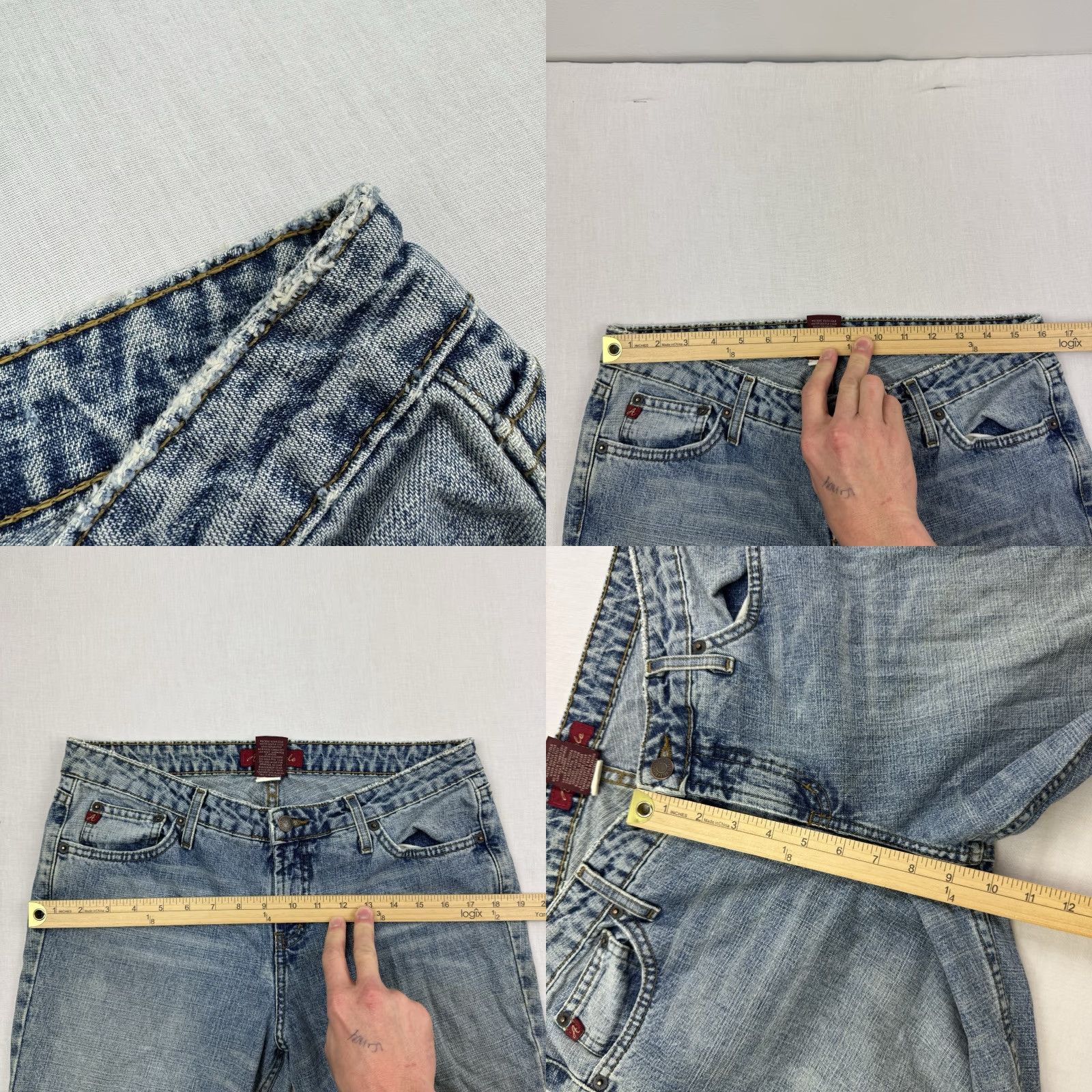 Vintage VINTAGE Y2K Aeropostale Flare Bootcut Jeans Womens 11/12 Long Hipster Hippie Blue Size 32" / US 10 / IT 46 - 8 Thumbnail