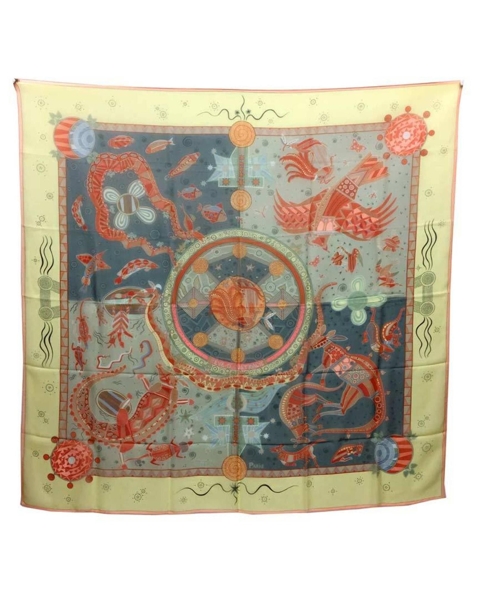 image of Hermes Vibrant Silk Designer Scarf in Yellow, Women's