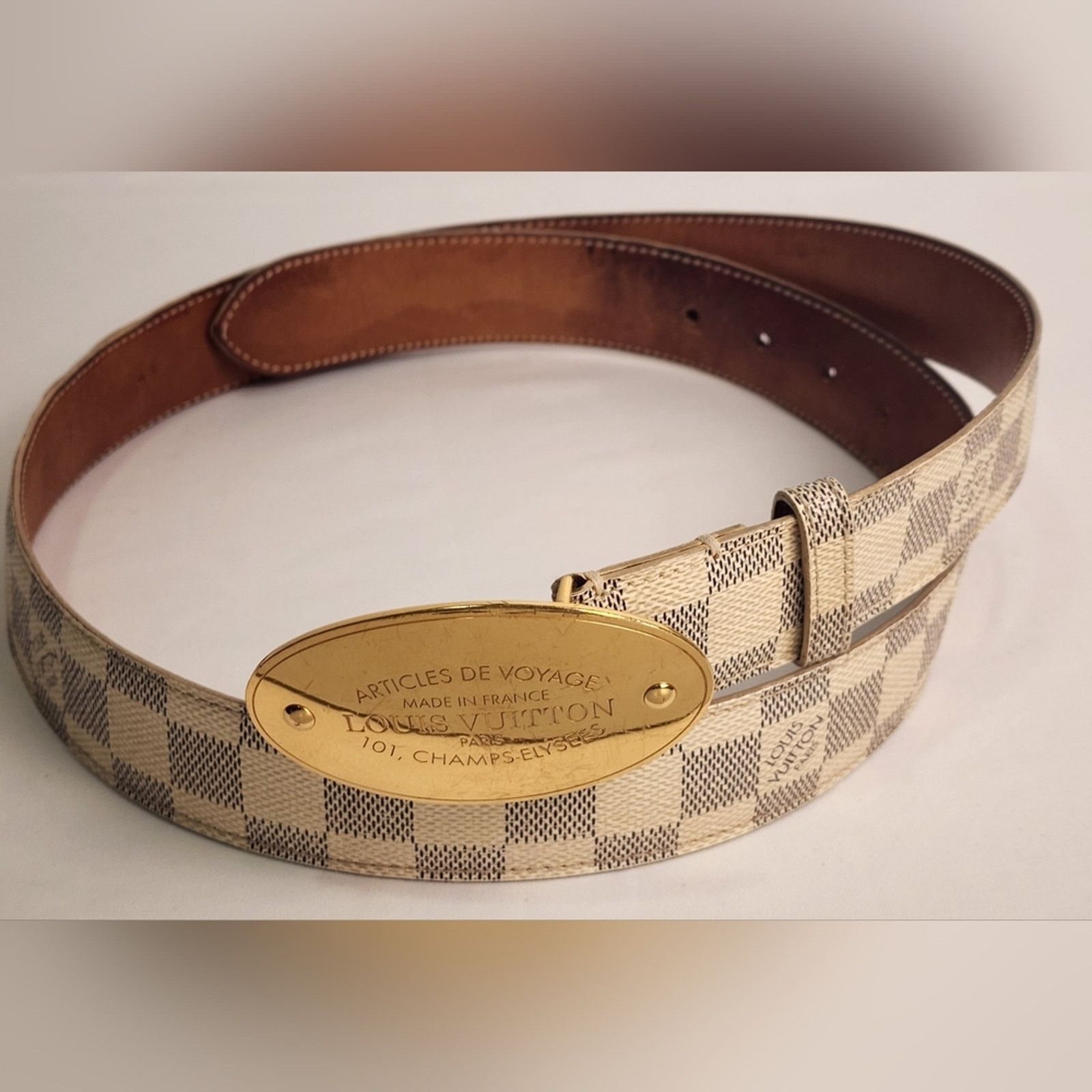 Louis Vuitton Louis Vuitton Damier Azur Canvas Voyage Belt 100/40 Size ONE SIZE - 3 Thumbnail