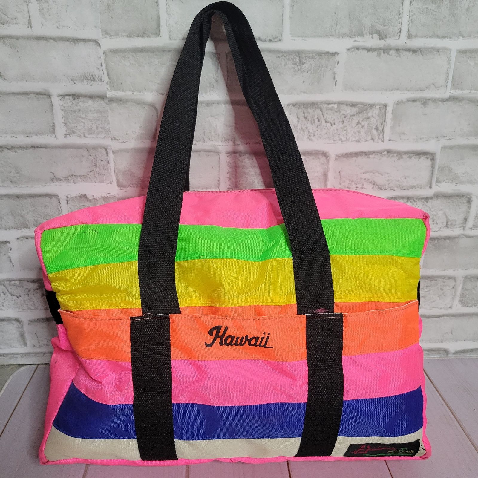 Vintage 80s 90s Hawaii Michael Parks Neon Soft Cooler Bag