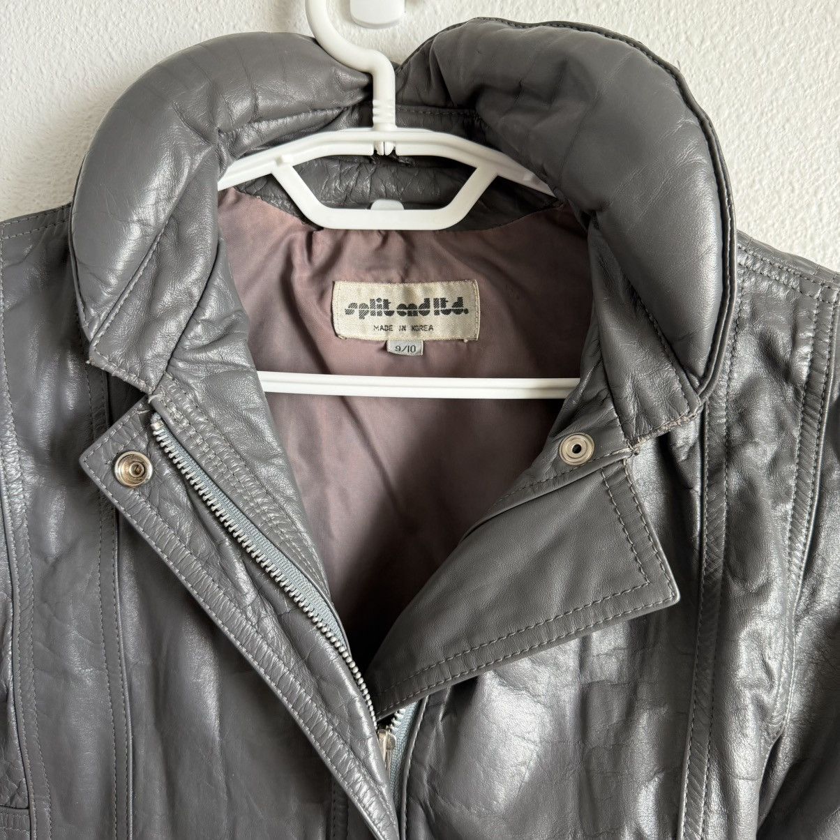 Other Vintage Split End Ltd 100% Leather Jacket Womens 9/10 Gray Size L / US 10 / IT 46 - 2 Thumbnail
