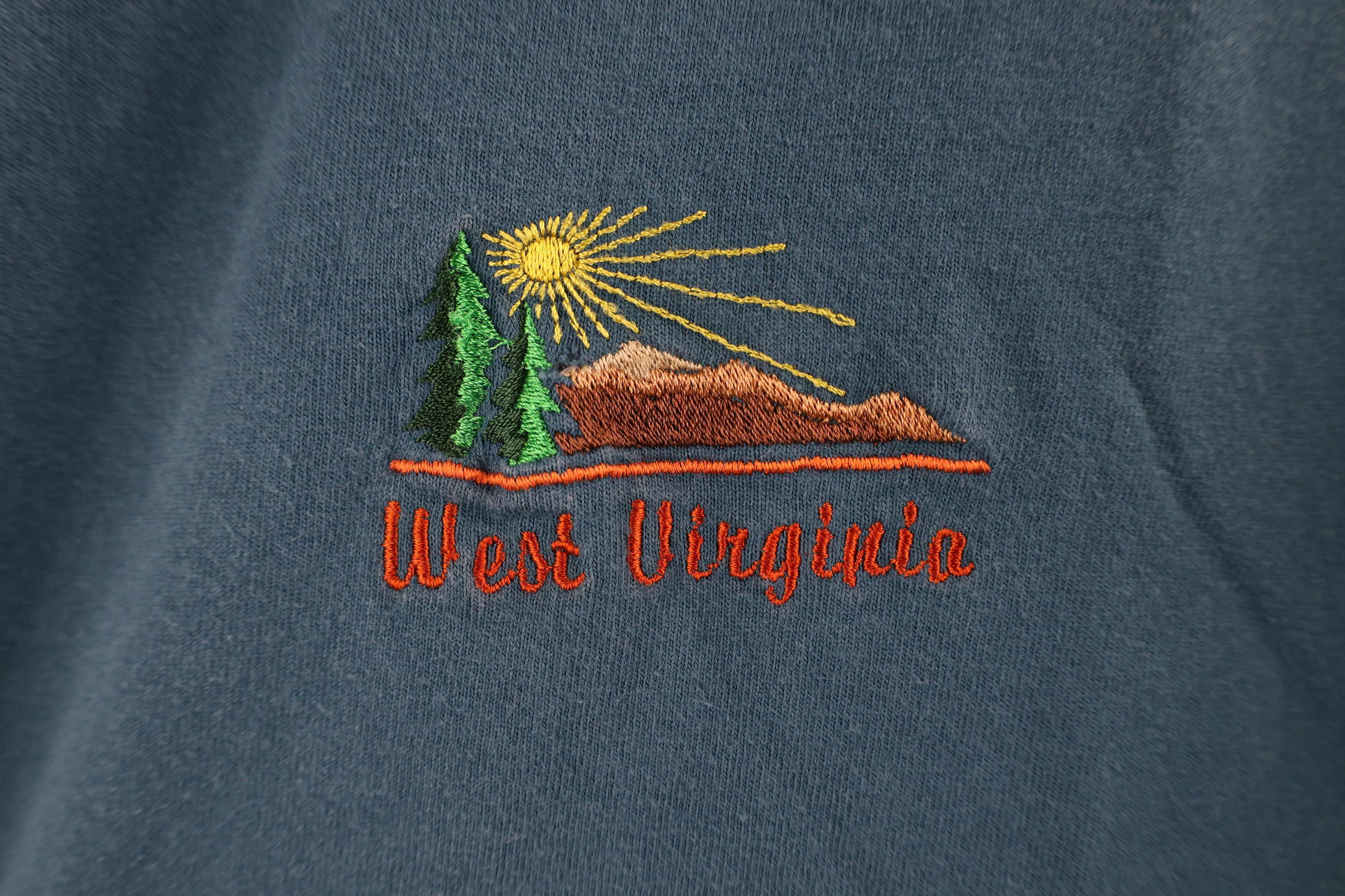 Vintage Vintage 90s Streetwear Out West Virginia T-Shirt Blue USA Size US L / EU 52-54 / 3 - 4 Thumbnail
