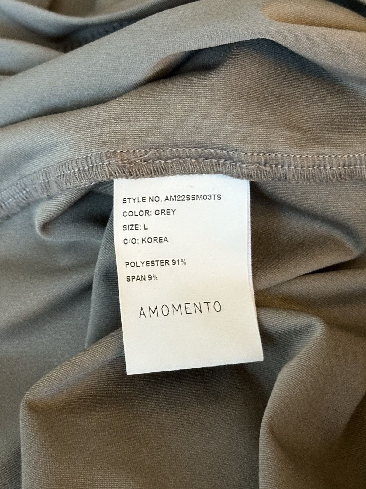 AMOMENTO Grey Polyester Mock Neck T-Shirt Size US L / EU 52-54 / 3 - 4 Thumbnail