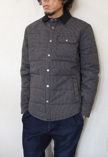 Brixton Brixton Cass Canvas Collar Striped Quilted Jacket Black Grey Size US M / EU 48-50 / 2 - 6 Thumbnail