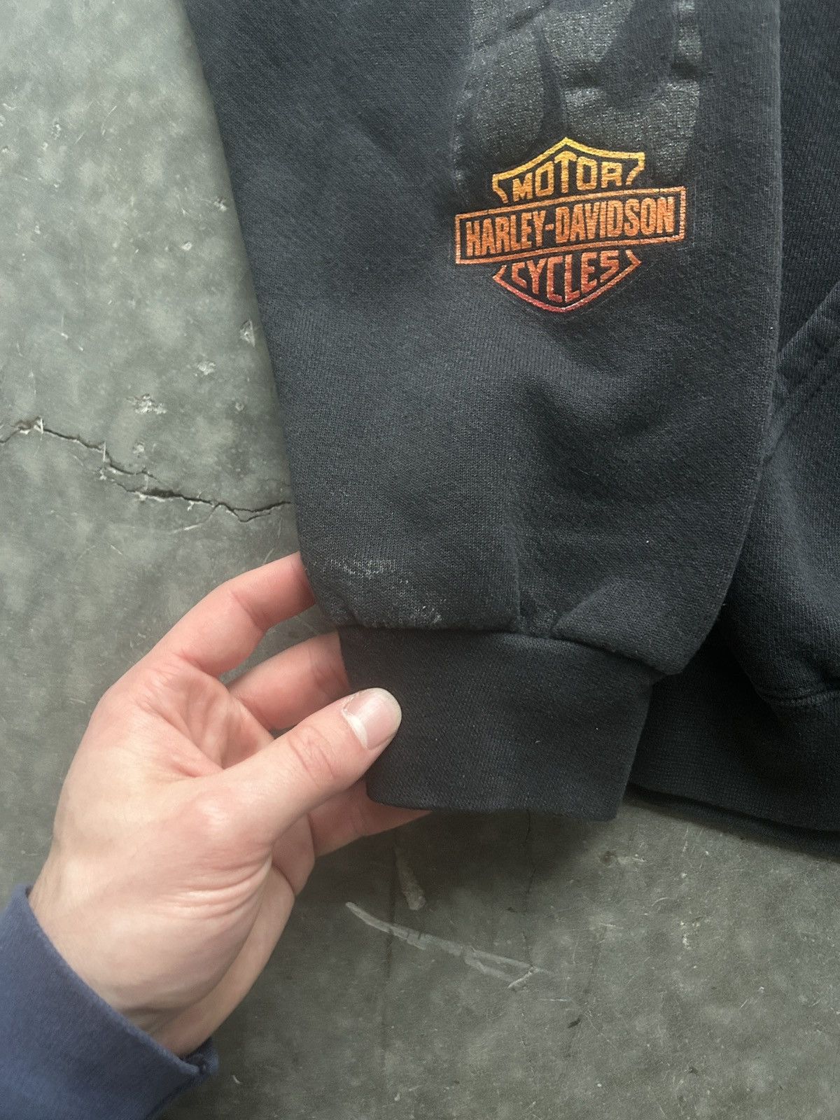 Harley Davidson × Vintage Crazy Vintage Y2K Harley Davidson Flame Sleeve Hoodie Size US L / EU 52-54 / 3 - 4 Thumbnail