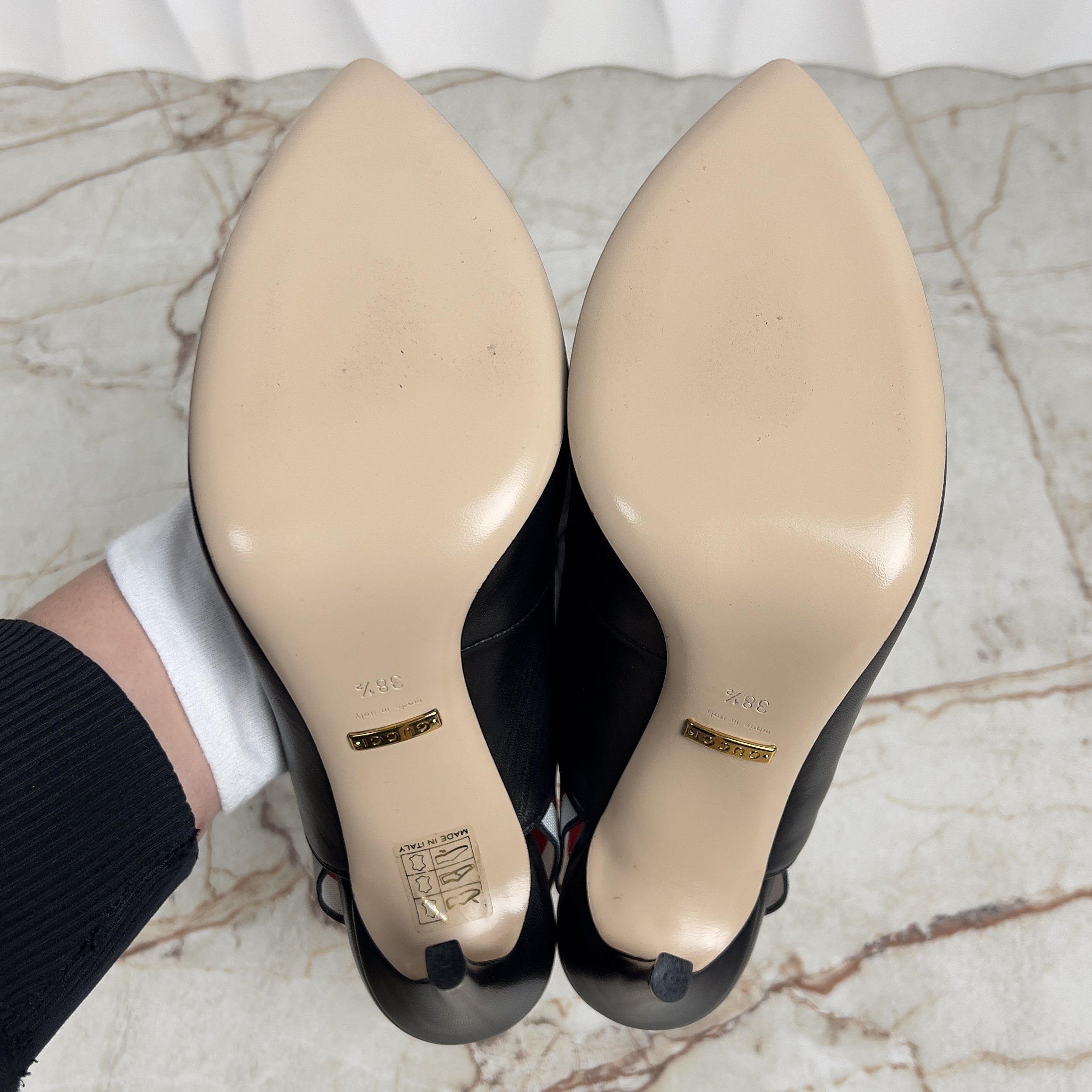 Gucci Sylvie Malaga Web Stripe Pumps High Heels Leather Size US 8.5 / IT 38.5 - 12 Thumbnail