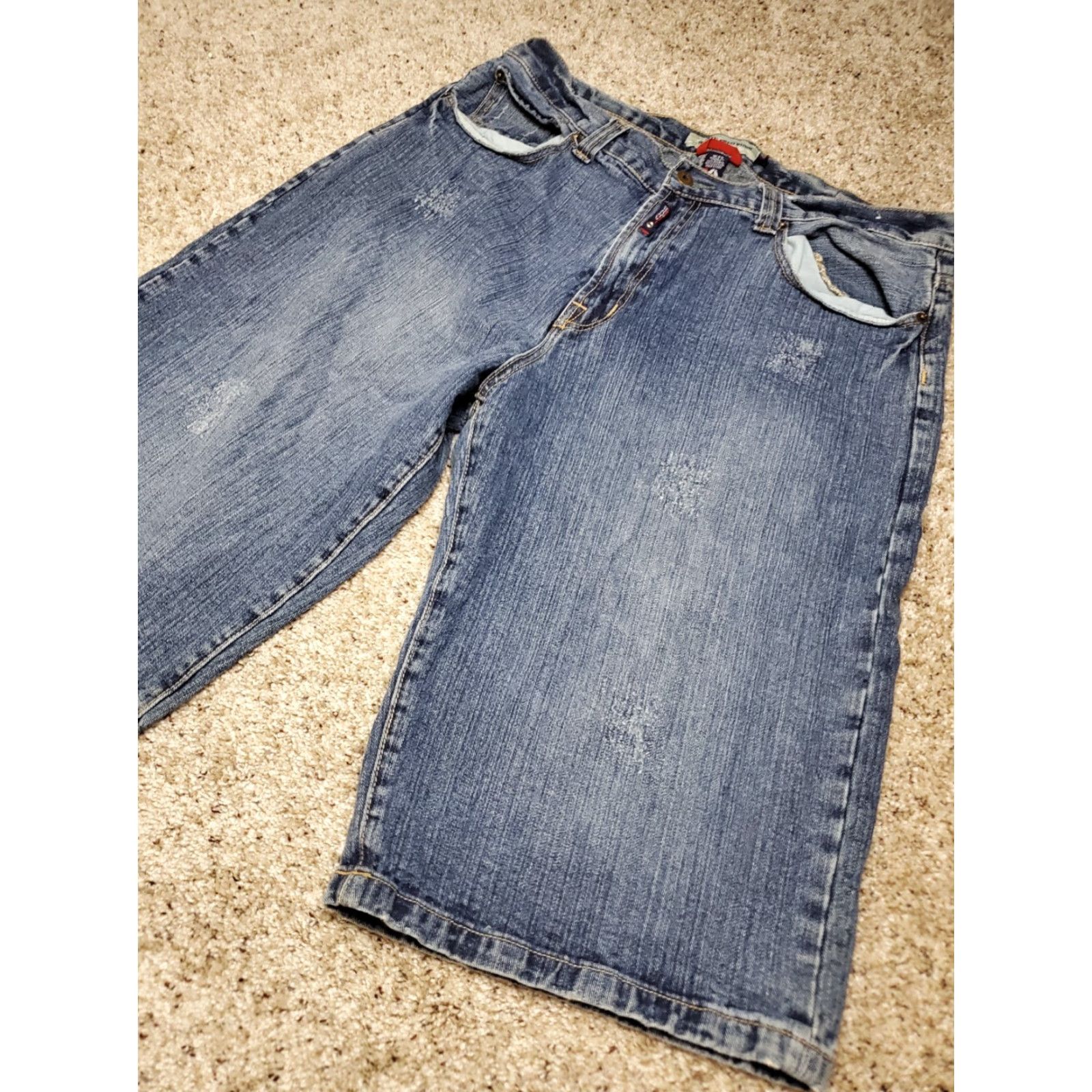 Denime VINTAGE Willie Esco Denim Shorts Bermuda 40 Mens Blue Embroidered 90s Hip Hop Baggy Fit Wide Leg Relaxed 5-Pocket Denim Shorts Mens Size US 40 / EU 56 - 2 Thumbnail