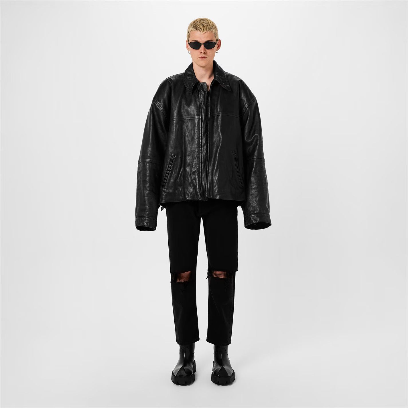 Balenciaga o1g2r1mq0226 Loose Fit Buckle Pants In Black Size US 32 / EU 48 - 6 Thumbnail
