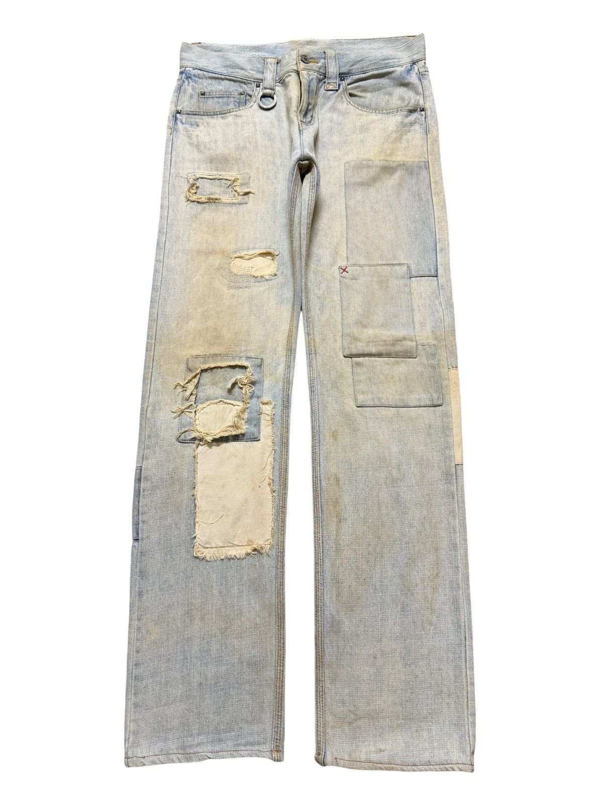 If Six Was Nine Vintage 90s Japan Oraqle Blue Faded Mud Wash Patch Distress Size US 32 / EU 48 - 1 Thumbnail