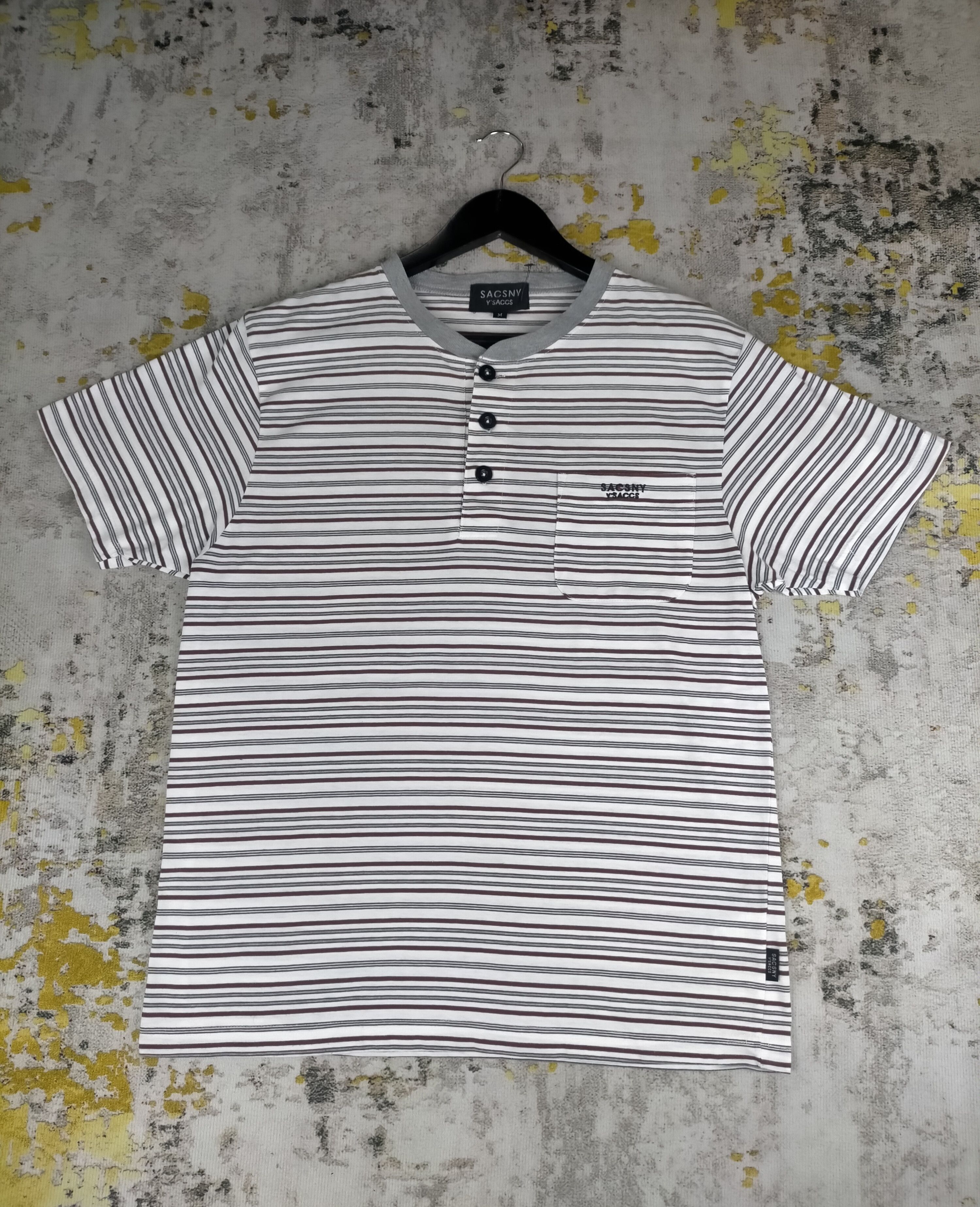 Yohji Yamamoto 🔥Y'saccs Vintage Button Single Pocket Stripe Tshirt Size US M / EU 48-50 / 2 - 1 Thumbnail