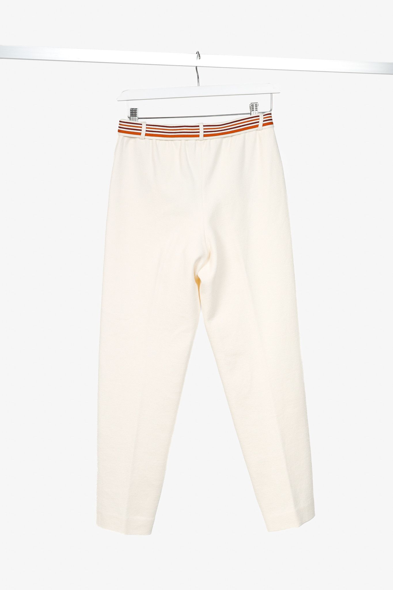 Loro Piana Loro Piana Ivory Silk & Cotton Knit Stripe-Belt Pants Size 27" / US 4 / IT 40 - 2 Thumbnail