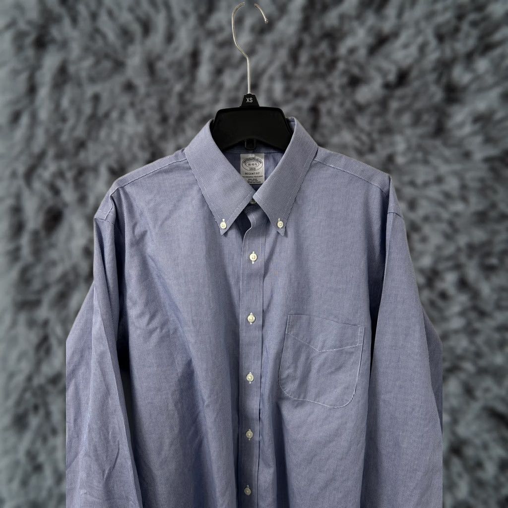 Brooks Brothers Brooks Brothers Original Polo Shirt Mens Sz 16 Blue Houndstooth Regent Button-Up Dress Shirt Size US L / EU 52-54 / 3 - 1 Thumbnail