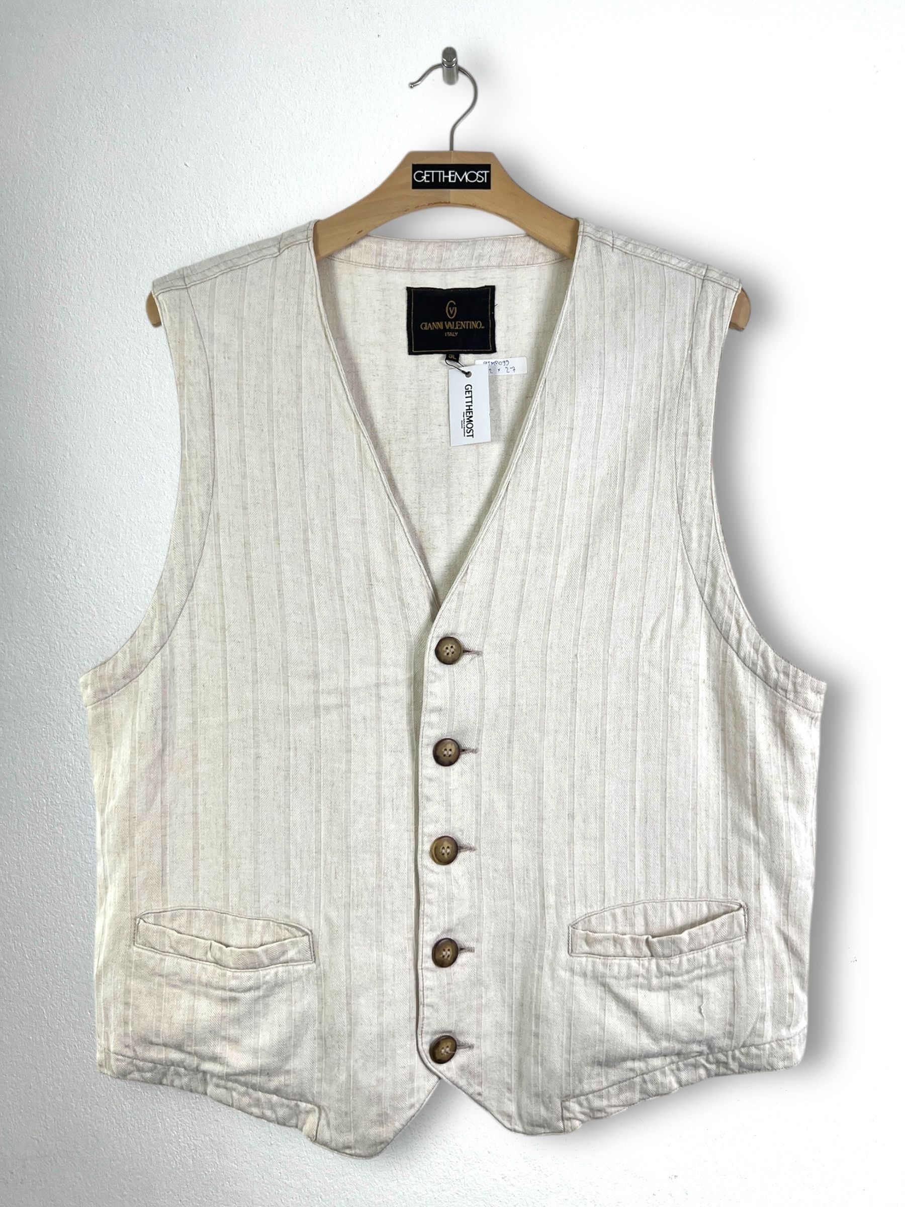 Gianni Valentino × Vintage Gianni Valentino Linen Tuxedo Vest (L) GTMP099 Size US L / EU 52-54 / 3 - 1 Thumbnail