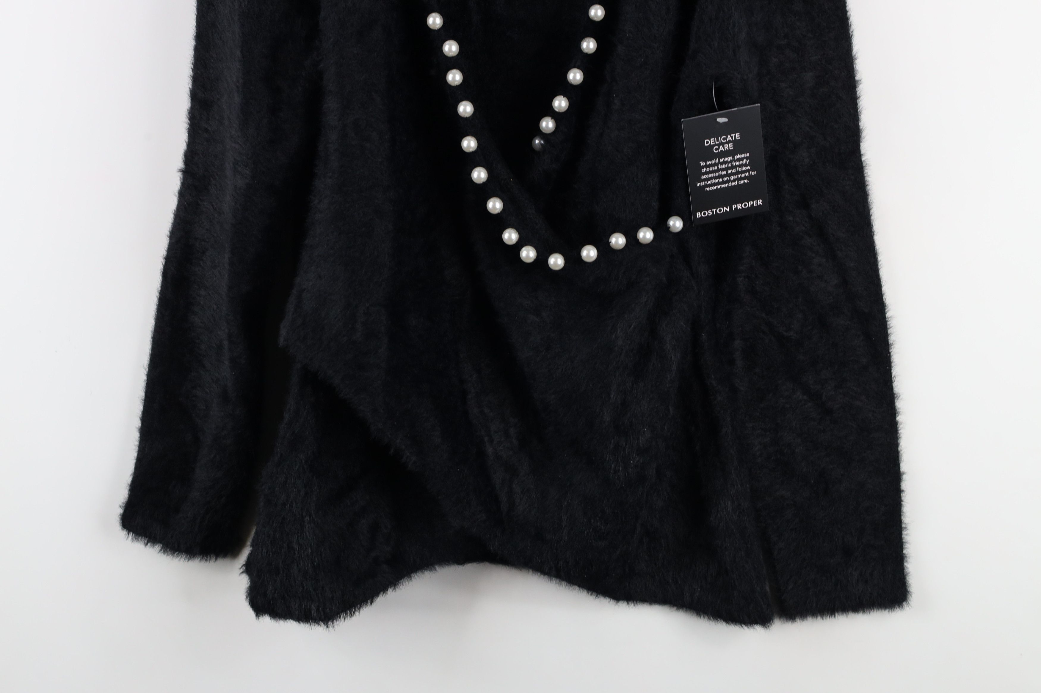 Boston Proper × Vintage New Boston Proper Soft Shaggy Fuzzy Knit Sweater Black Size L / US 10 / IT 46 - 3 Thumbnail
