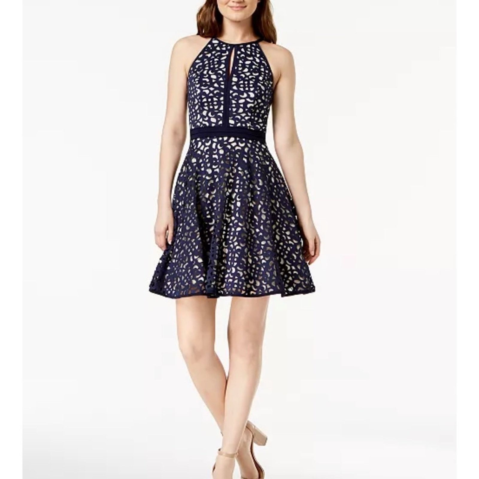 lauren ralph lauren ponte fit and flare dress Crystal Embellished Fit and Flare Dress La Divine CD779 – Sparkly Gowns main image 1