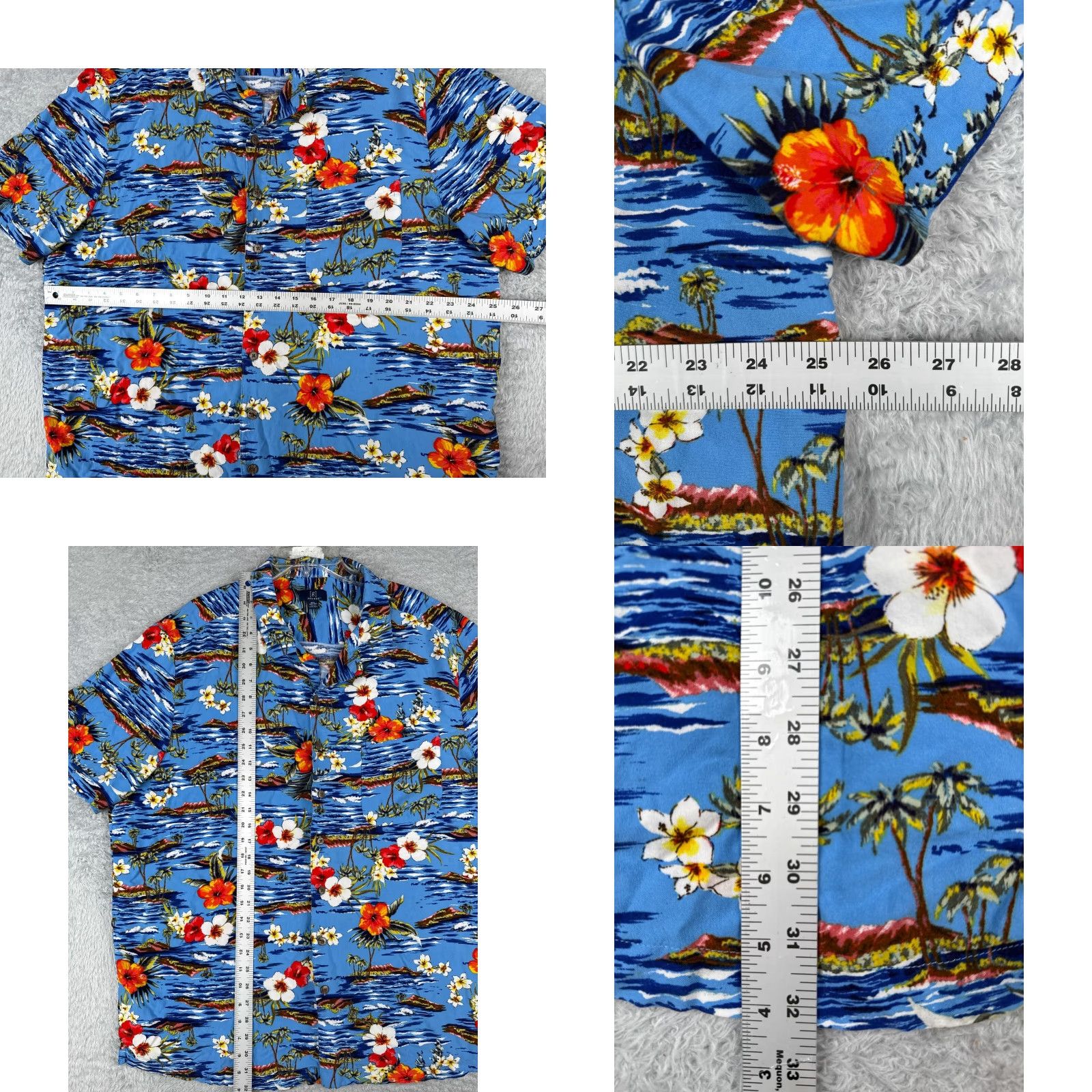 George George Mens Shirt 2XL Hawaiian Floral Short Sleeve Button-Up Blue Size US XXL / EU 58 / 5 - 8 Thumbnail