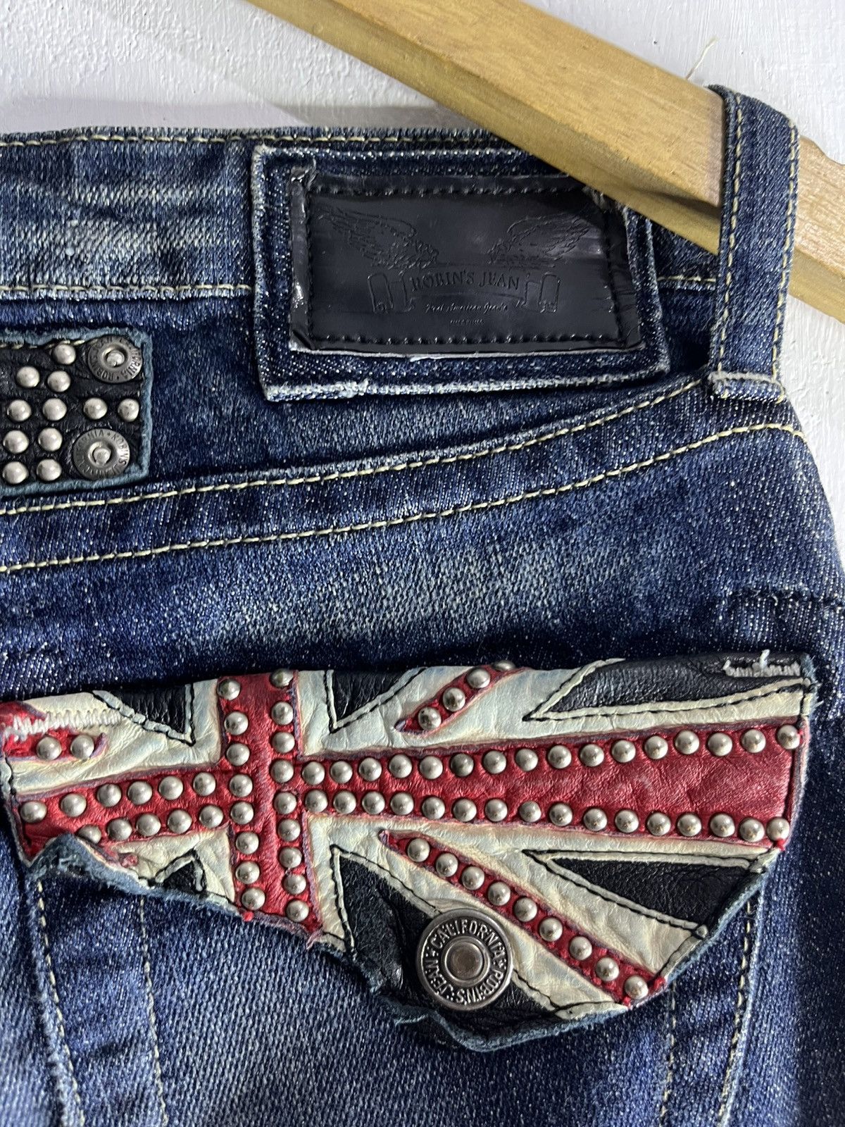 Robins Jeans 2000s robins jean studed leather flag tabacco denim Size US 26 / EU 42 - 6 Thumbnail