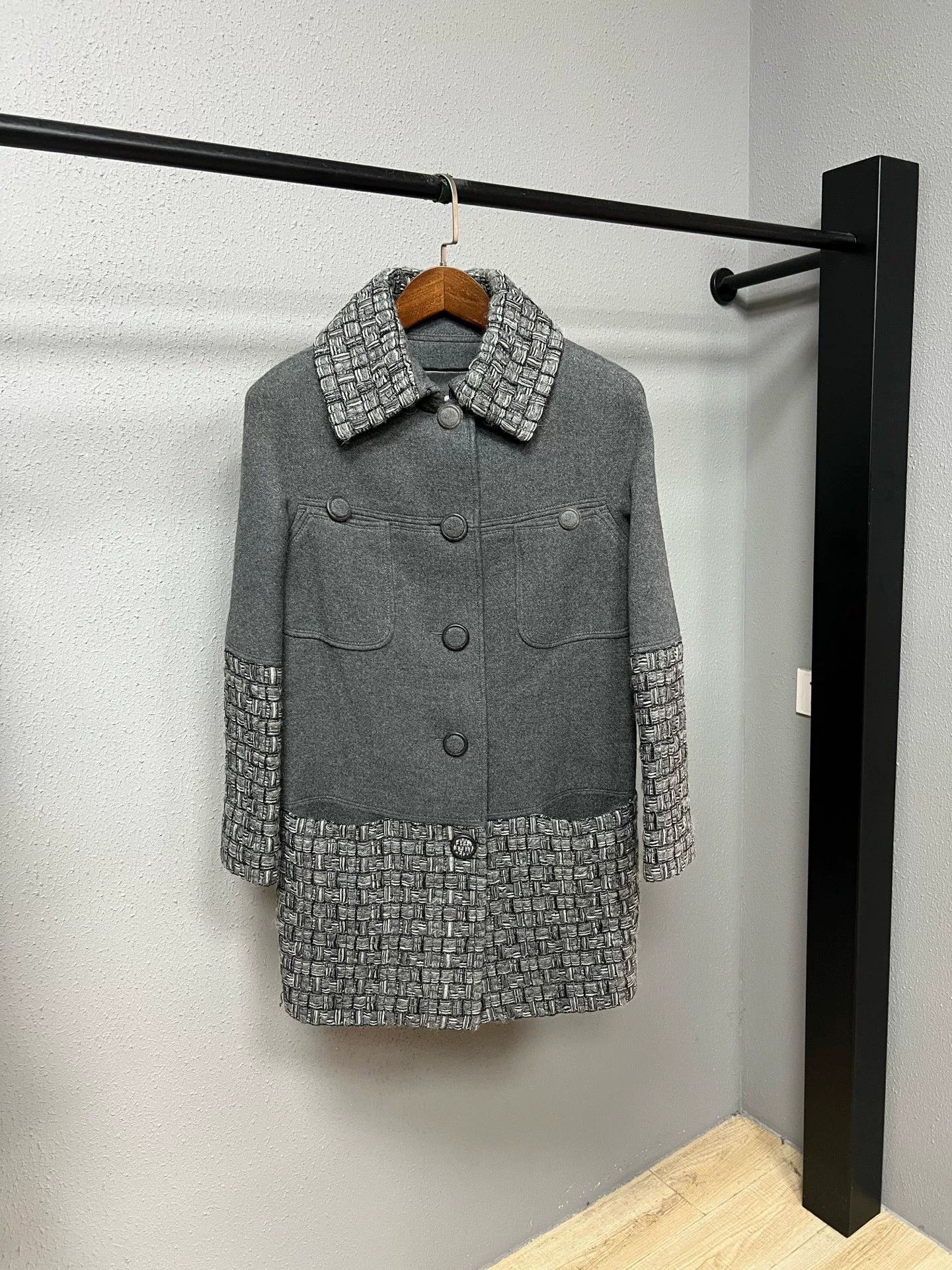 gray wool knit coat by Chanel