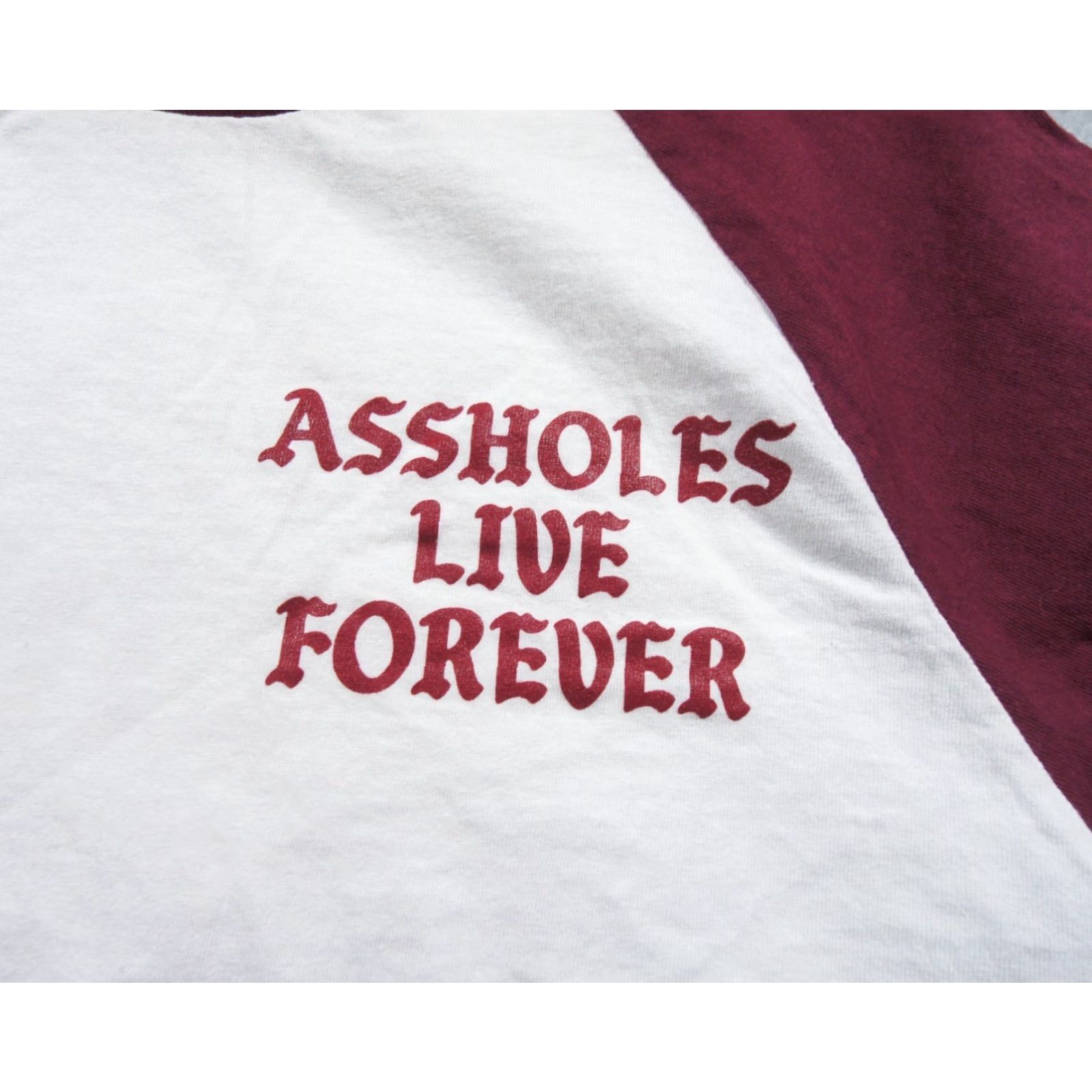 Olive Assholes*s Live Forever Shirt Mens Large White Ragle 3/4 Sleeve Streetwear Adult Size US L / EU 52-54 / 3 - 2 Thumbnail