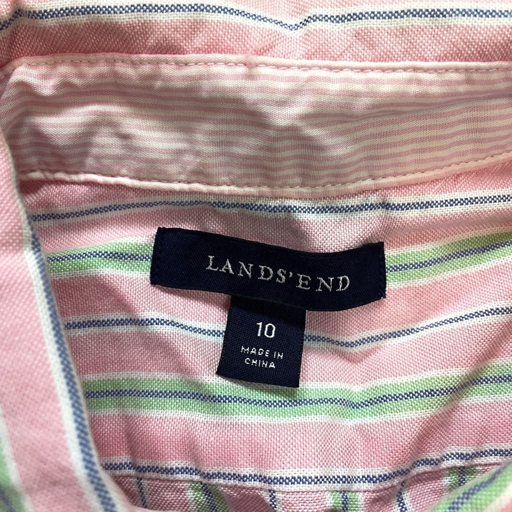 Lands' End Lands' End Shirt Adult 10 Pink Striped Collared Long Sleeve Button-Up Size L / US 10 / IT 46 - 3 Thumbnail