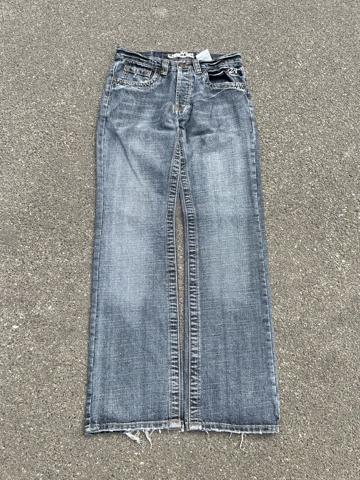 Japanese Brand × Vintage Y2K Biker Chrome Hearts Style Straight Fit Jeans Size US 32 / EU 48 - 2 Thumbnail