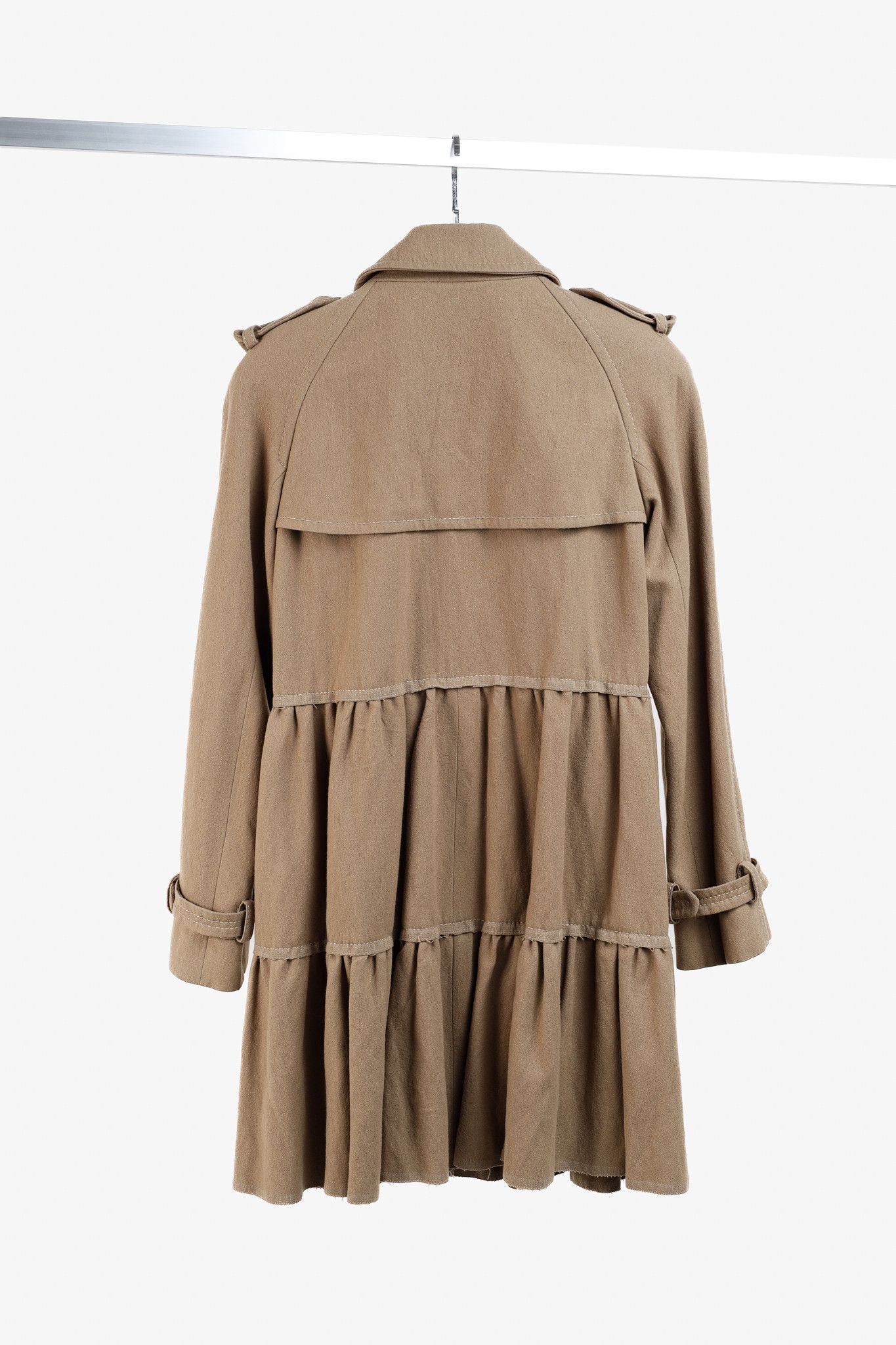 Moschino Moschino Tiered Wool Camel Trench-Style Coat Size S / US 4 / IT 40 - 2 Thumbnail