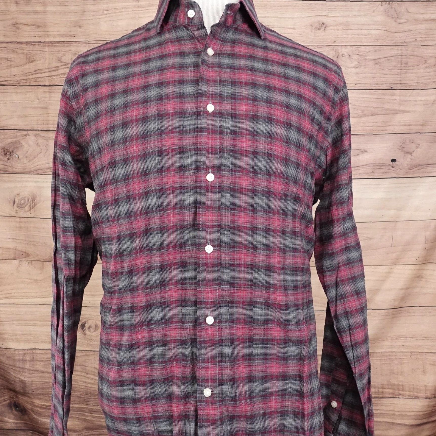 Vintage VINTAGE Thomas Dean Shirt Men Large Red Gray Plaid Button-Up Casual Stretch Cotton Size US L / EU 52-54 / 3 - 3 Thumbnail