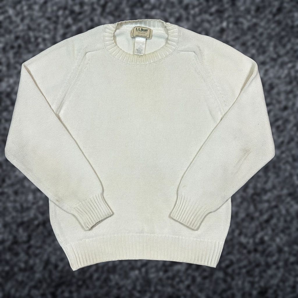 Vintage LL Bean Sweater Mens Medium Tall White Cotton Crewneck Pullover Knit Classic Size US M / EU 48-50 / 2 - 1 Thumbnail