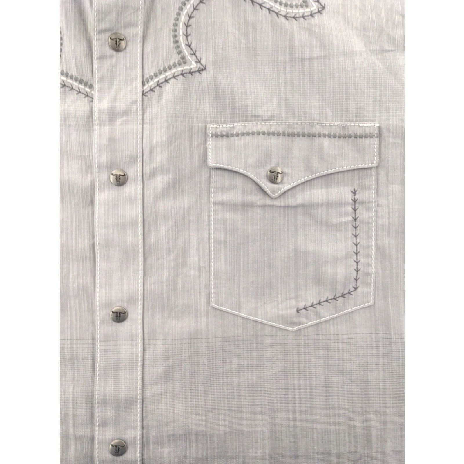 Wrangler Wrangler Rock 47 Button-Up Shirt Mens XL Gray Long Sleeve Snap Collared Western Embroidered Size US XL / EU 56 / 4 - 4 Thumbnail