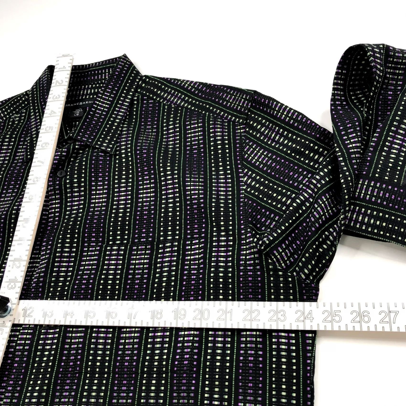 Etro Jhane Barnes Dress Shirt All Over Print Purple 17/36 100% Cotton Blend Button-Front Armpit To Armpit Measurements Ladies? Size 46R - 5 Thumbnail