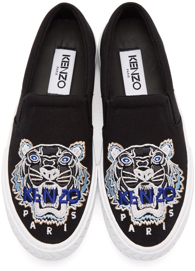 Kenzo Tiger Head Embroidered K Skate Slip On Sneakers Grailed