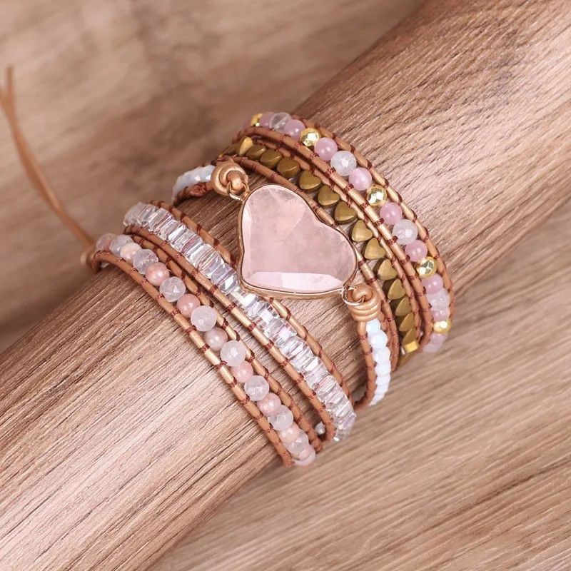 Jewelry Rose Quartz Natural Stone Wrap Bracelet Size ONE SIZE - 2 Thumbnail