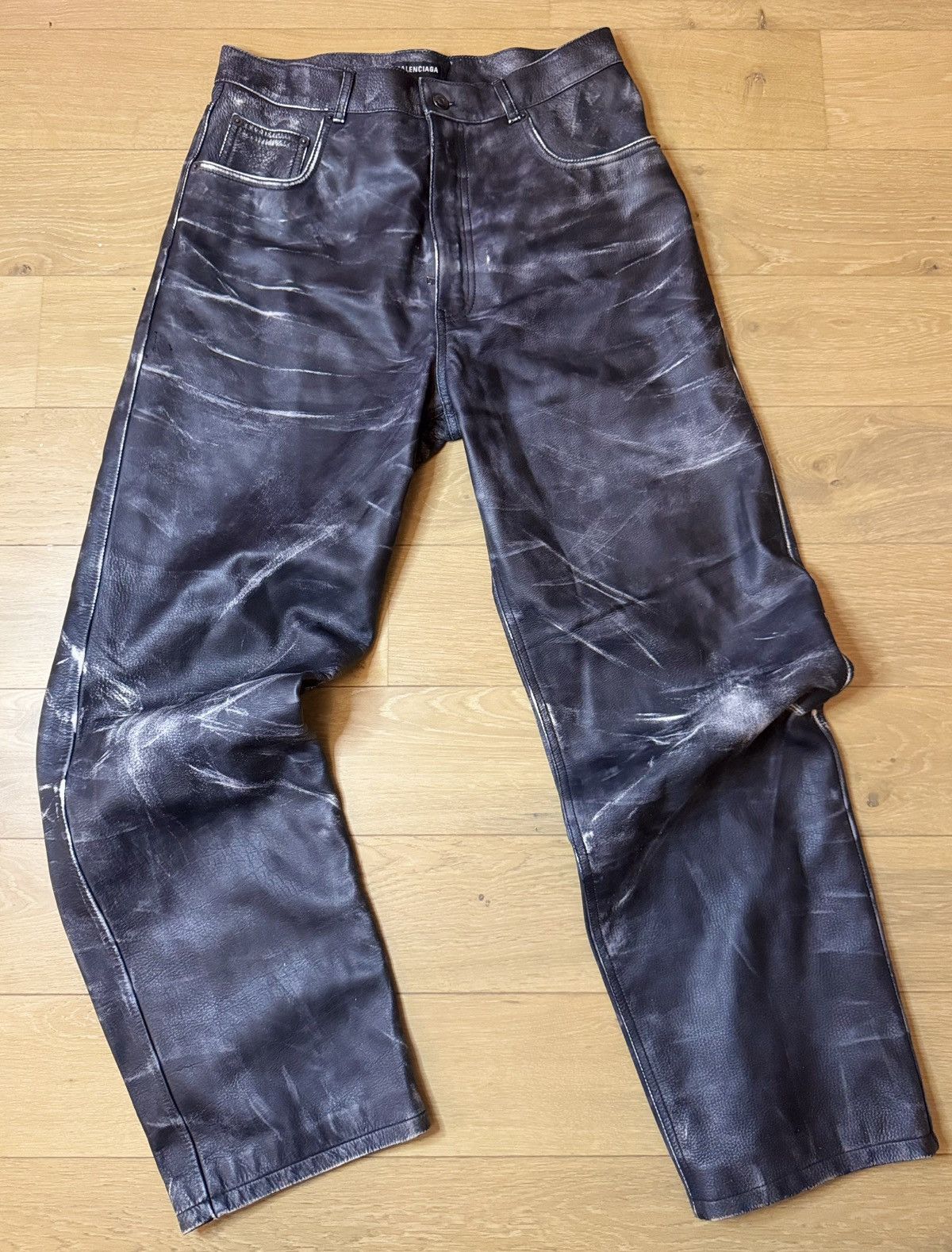 Balenciaga BALENCIAGA STONEWASHED LEATHER PANTS Size US 31 - 1 Thumbnail