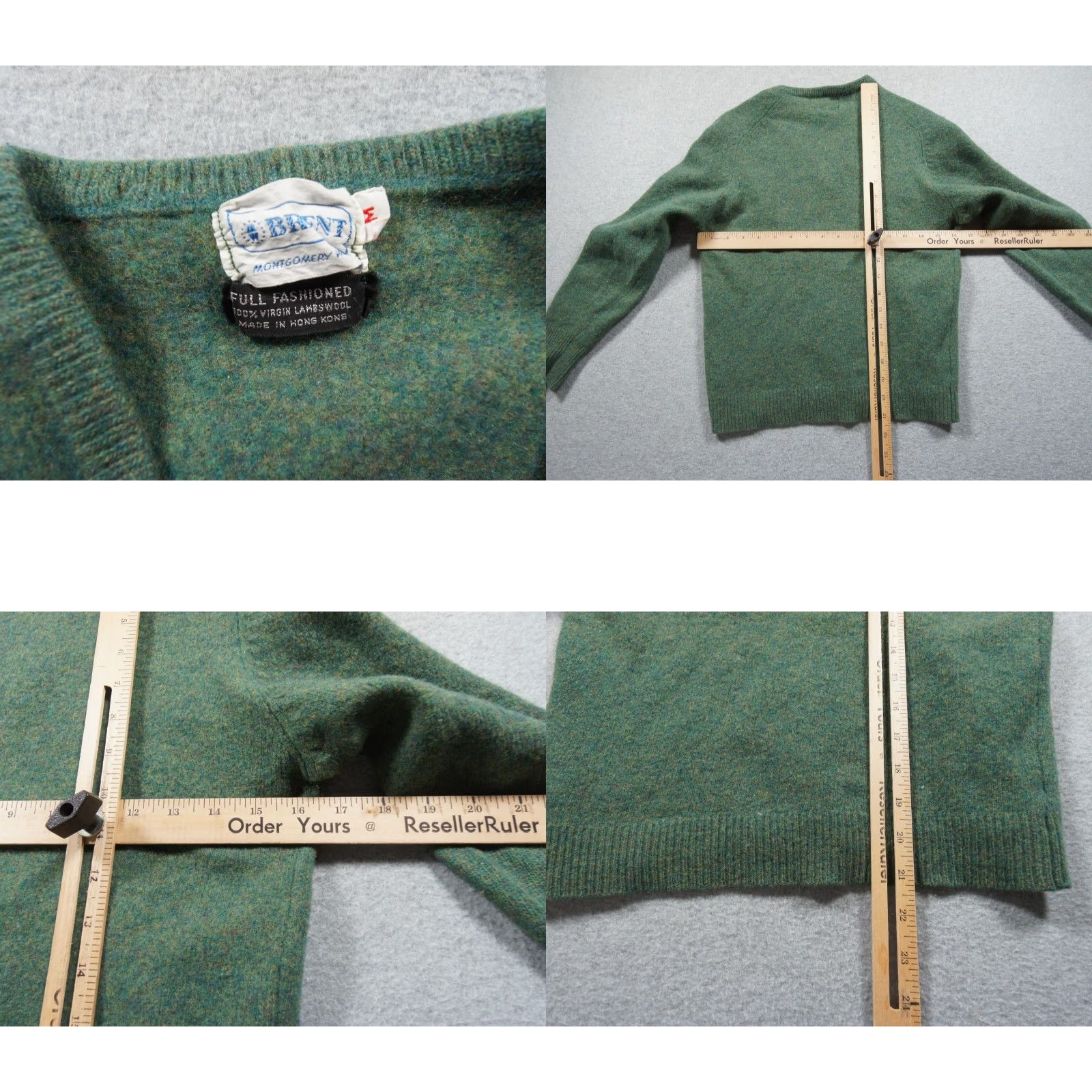 Vintage VINTAGE Brent Sweater Womens Medium Green Vneck Knit Wool Montgomery FLAWS Size M / US 6-8 / IT 42-44 - 8 Thumbnail