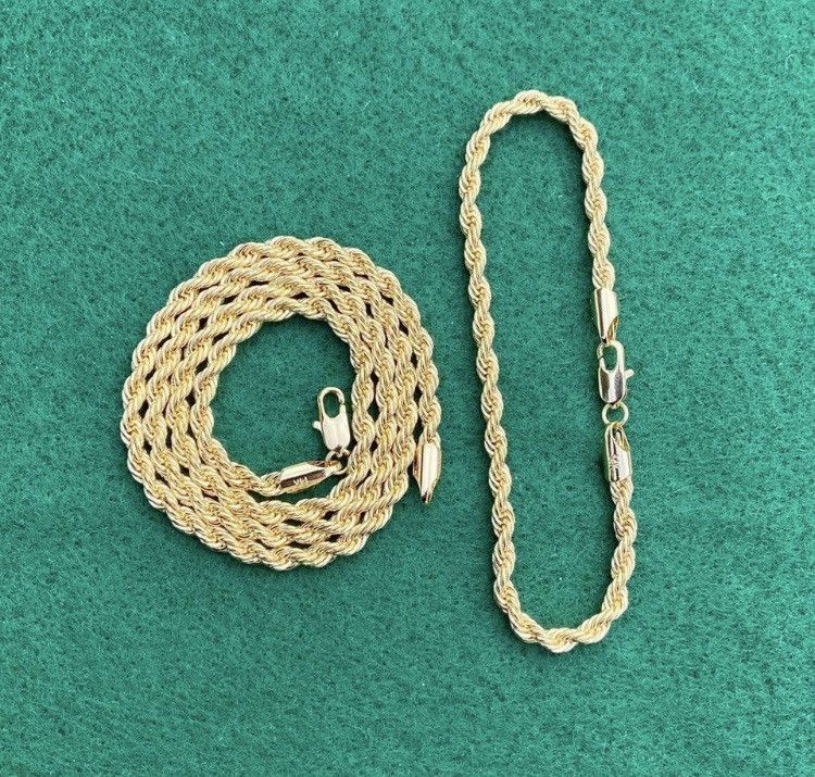 Other Gold Chain 14k Gold Rope Chain and Bracelet Set Size ONE SIZE - 1 Thumbnail