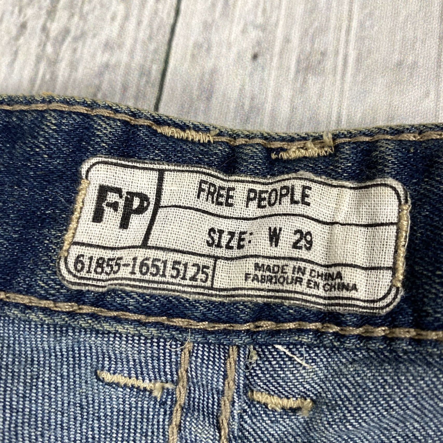 Free People VINTAGE Free People Jeans Flare Bellbottom Sailor Distressed Flap Pocket 29W Blue Cotton Denim 34 Inseam Regular Rise 11" Gap Bohemian Size 26" / US 2 / IT 38 - 4 Thumbnail