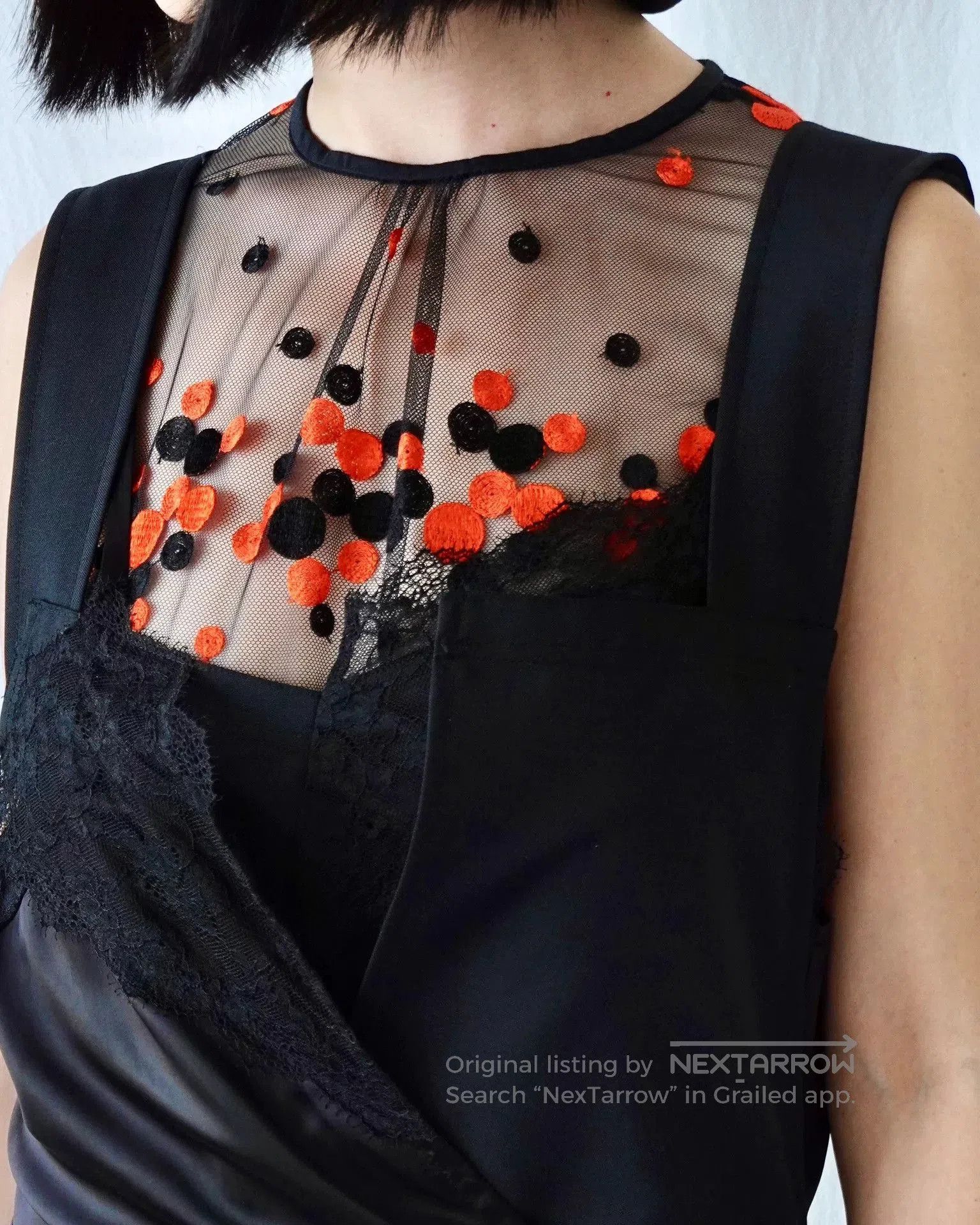 Rei Kawakubo CDG Robe Black Red Dot Mesh Top. Size S / US 4 / IT 40 - 1 Thumbnail