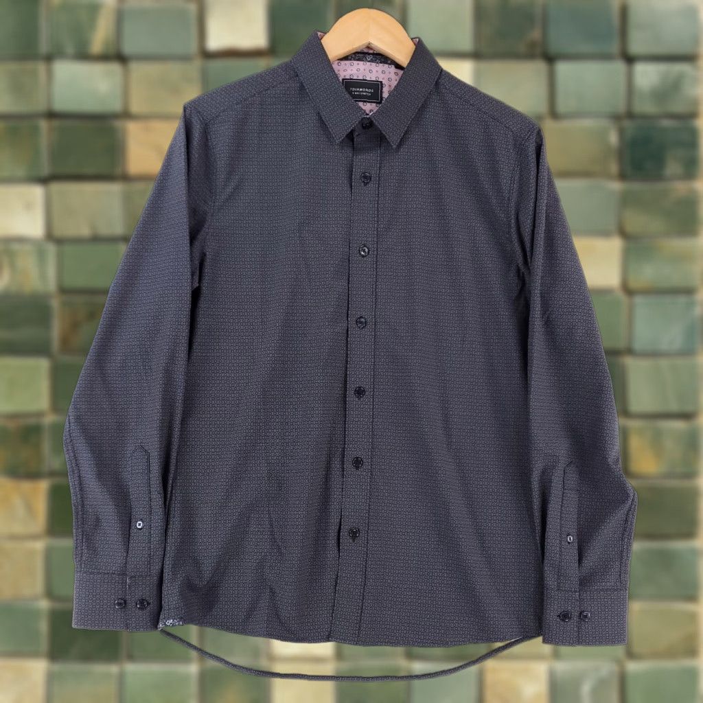 Vintage 7 Diamonds Button-Up Shirt Gray Patterned Mens S 4 Way Stretch Long Sleeve Regular Mens Shirt S Grau Patterned Size US S / EU 44-46 / 1 - 1 Thumbnail