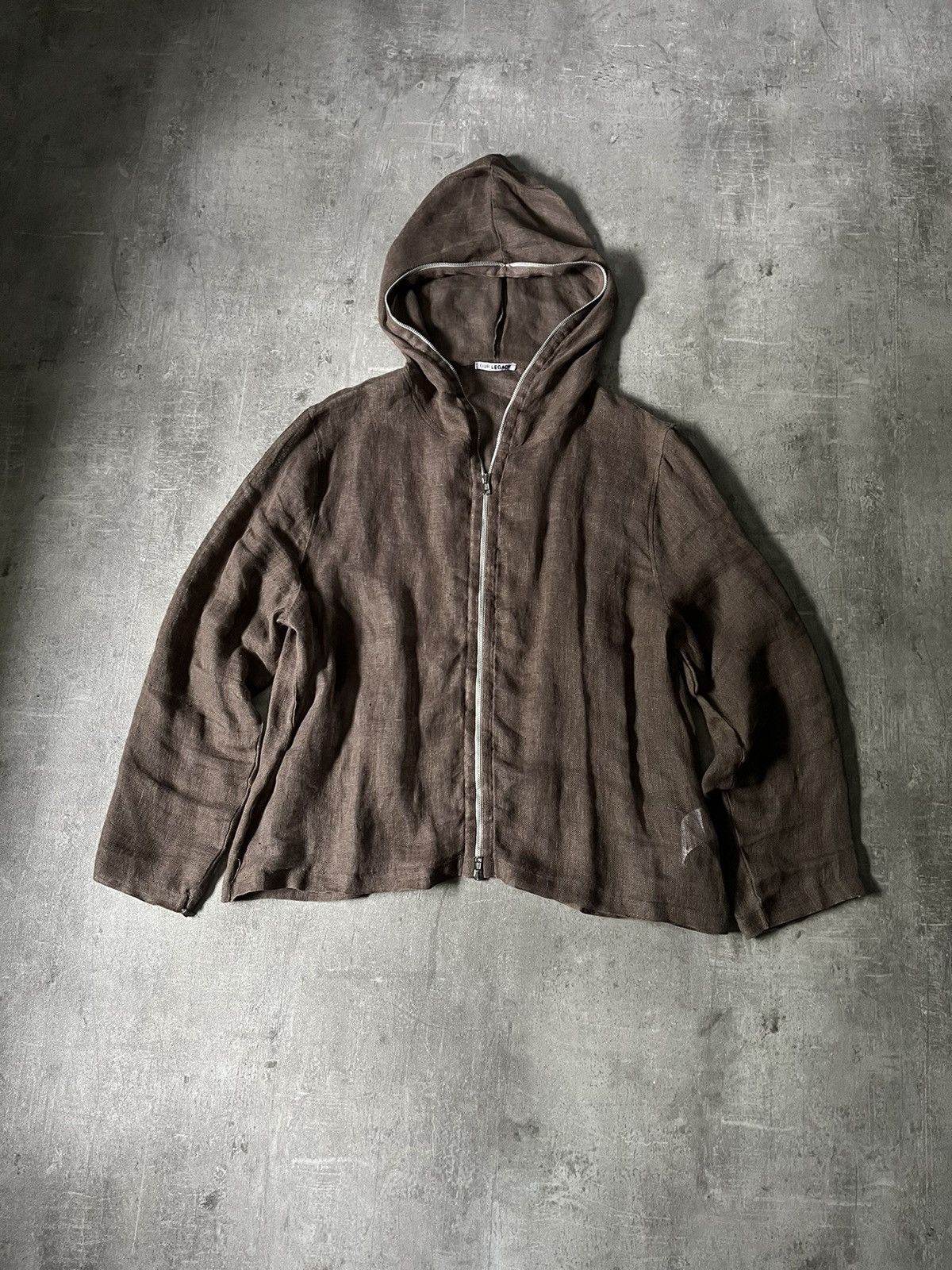 image of Our Legacy Zip Hoodie Linen Mudd Sparse Net in Brown, Men's (Size Large)