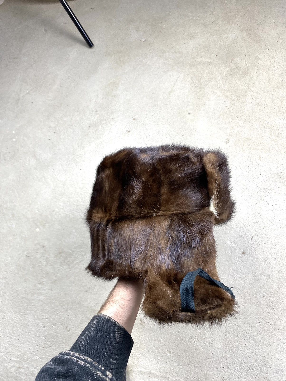 Vintage Vintage Soviet Era Black Fur Ushanka Trapper Hat Winter Cap Size ONE SIZE - 10 Thumbnail