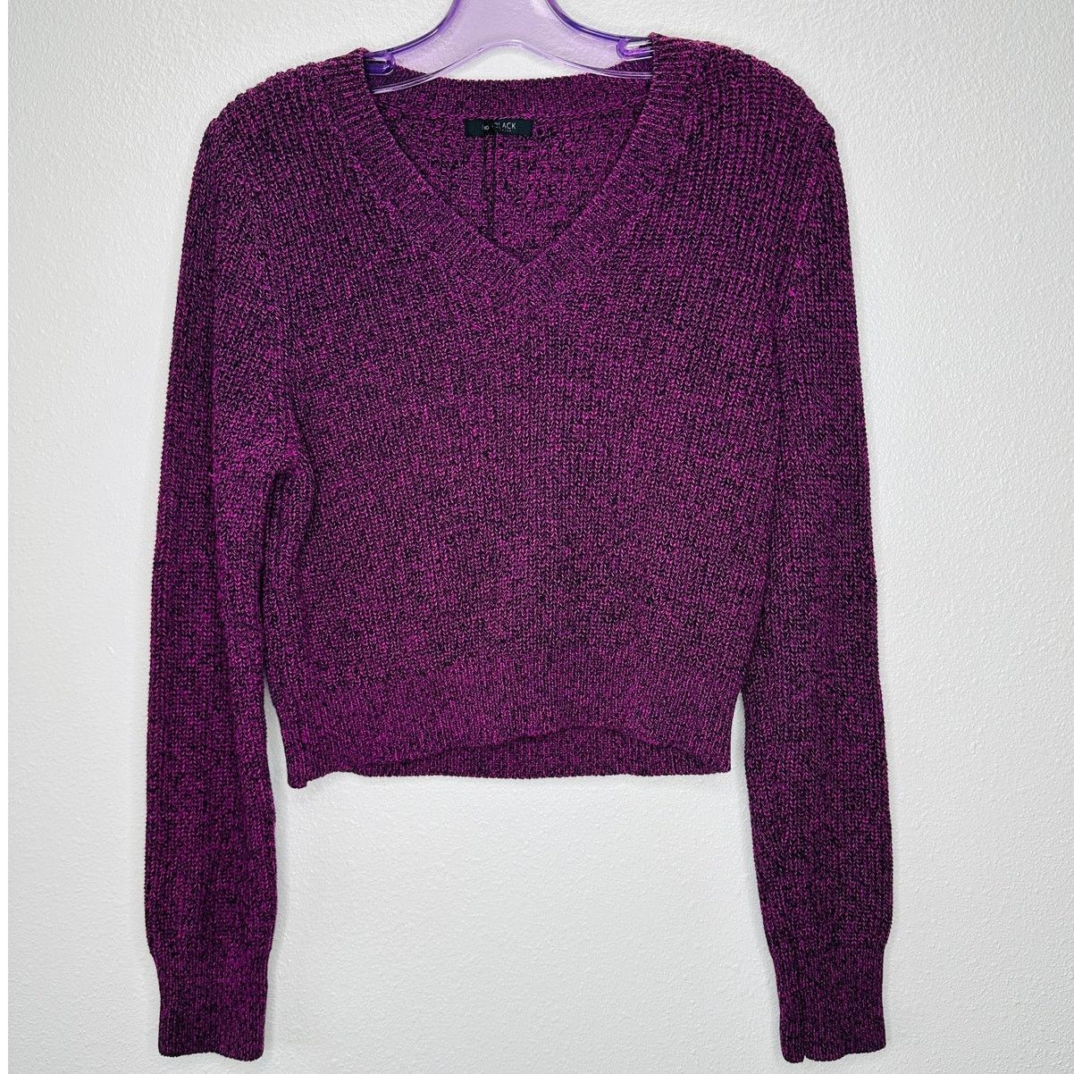 Other NWT Bobiblack Black Berry Marled VNeck Long Sleeve Sweater S Size S / US 4 / IT 40 - 2 Thumbnail