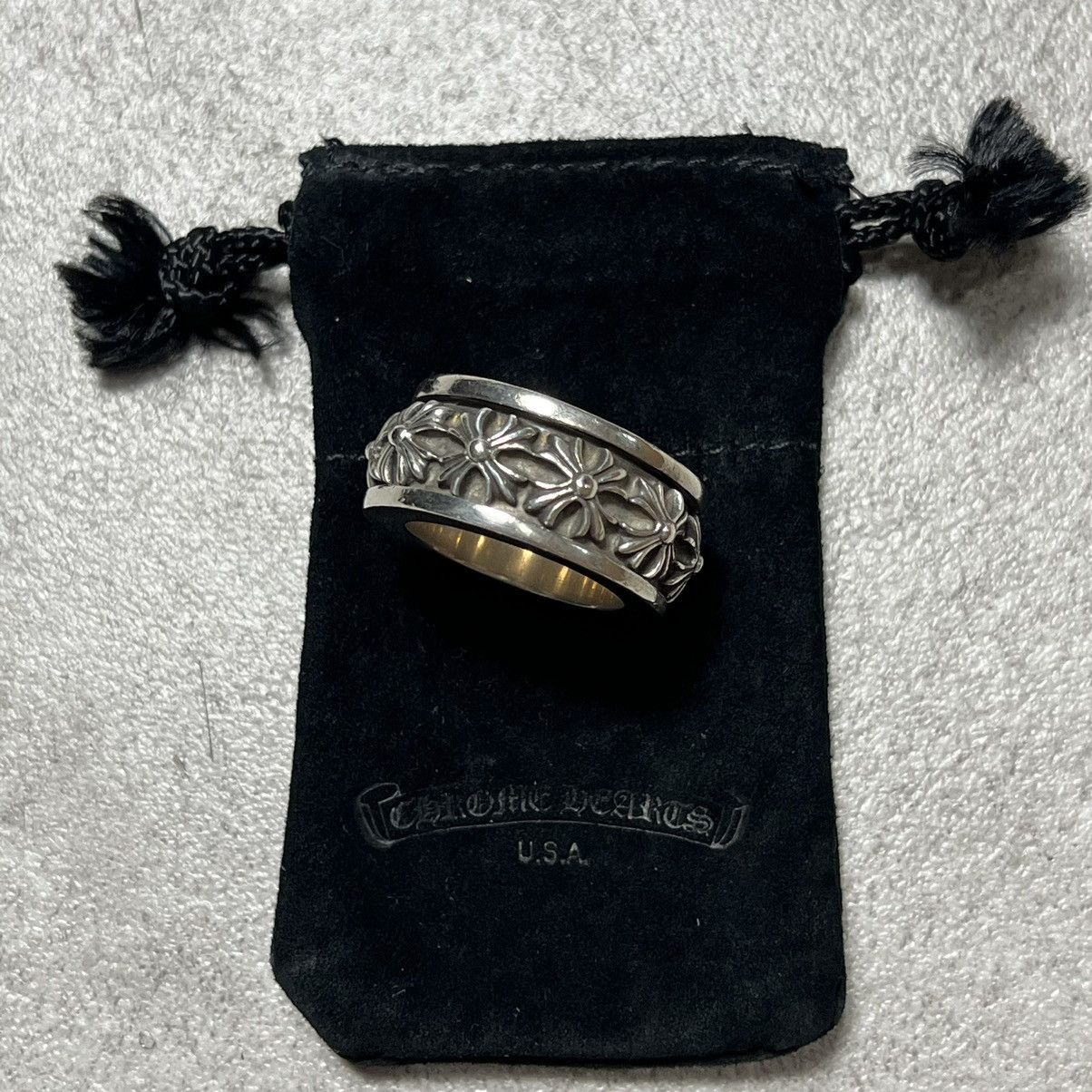 image of Chrome Hearts Spinner Plus Silver Ring, Men's