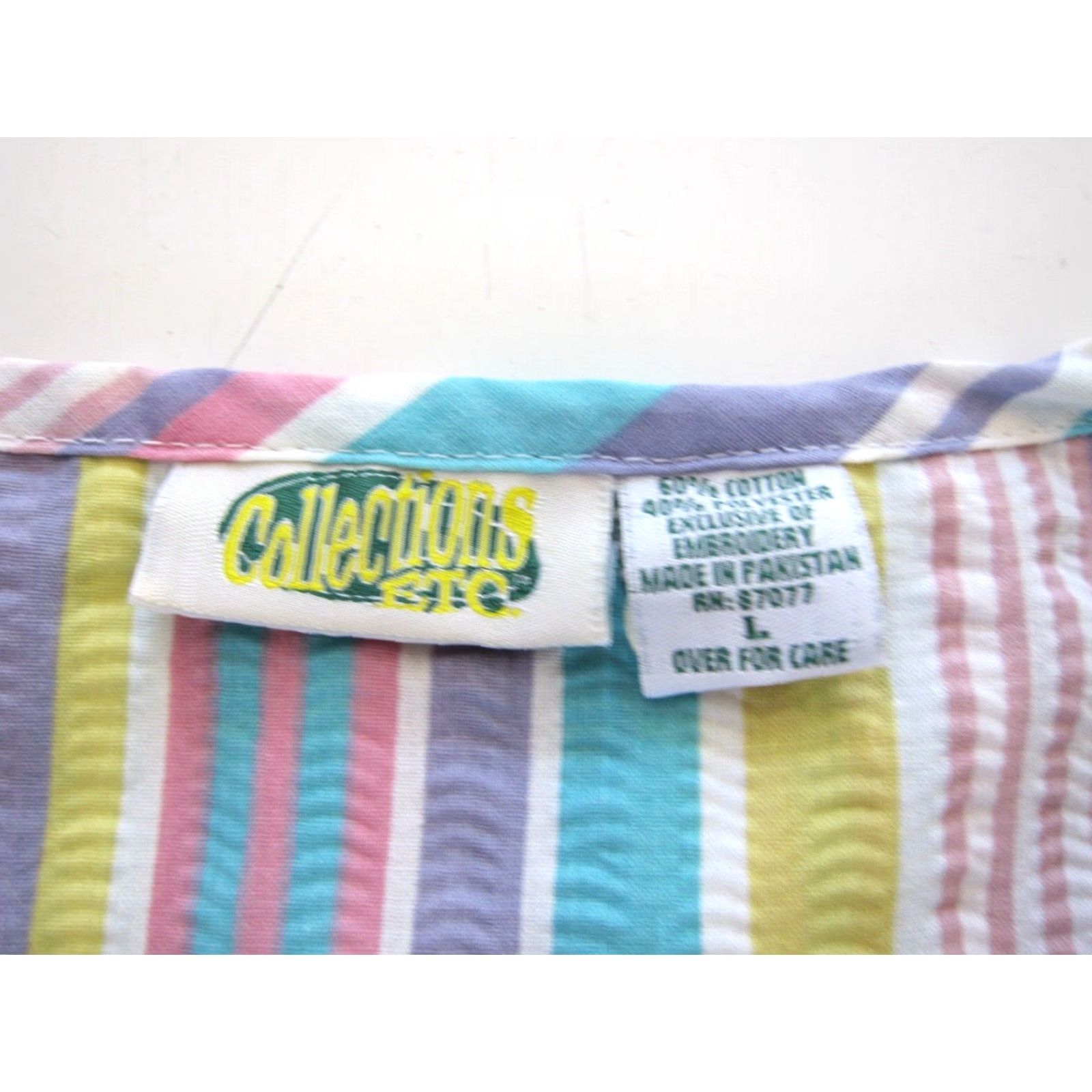 Vintage VINTAGE Collections Etc Maxi Dress Shirt Dress Kaftan Pink Yellow Stripe Cotton Zip Pocket Long Large Women Size L / US 10 / IT 46 - 5 Thumbnail