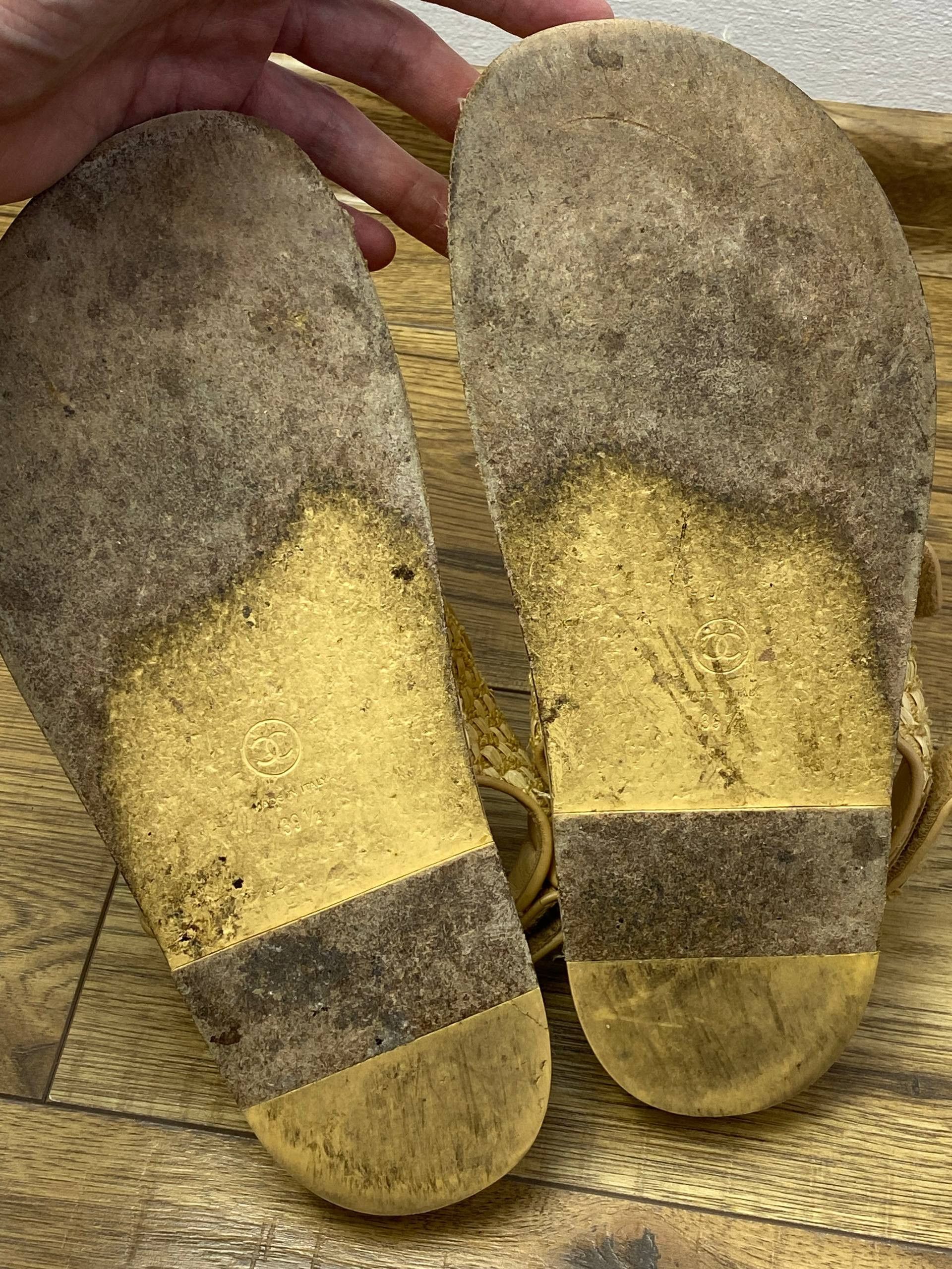 Chanel Chanel Raffia Dad Sandals with Pearl CC Logo – Beige/Gold Size US 9.5 / IT 39.5 - 11 Thumbnail
